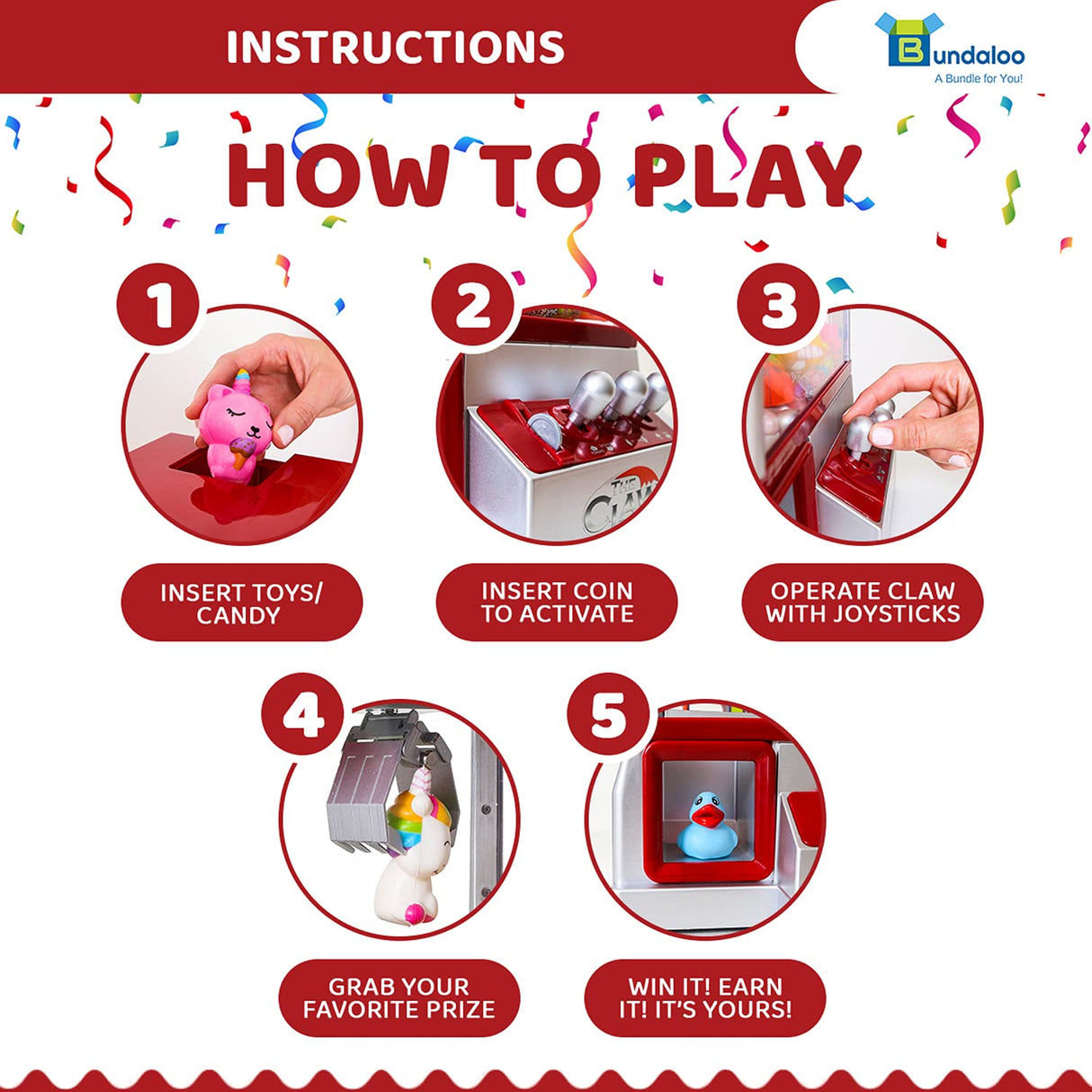 Bundaloo Claw Machine Arcade Game with Sound, Cool Fun Mini Candy Grabber Prize Dispenser Vending Toy for Kids, Boys & Girls Bundaloo