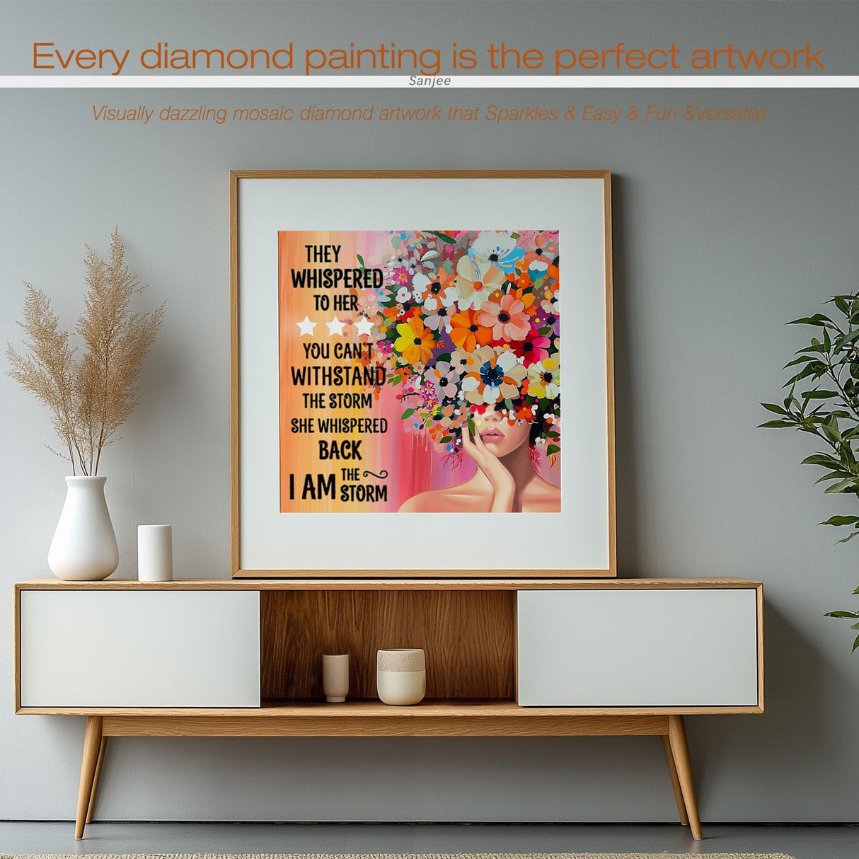 Sanjee Inspirational Diamond Painting Kits for Adults, 5D Diamond Art Kits for Beginner, DIY Round Full Drill Diamond Dots Paintings Diamond Painting for Home Wall Decoration Gift, 12x12inch Sanjee