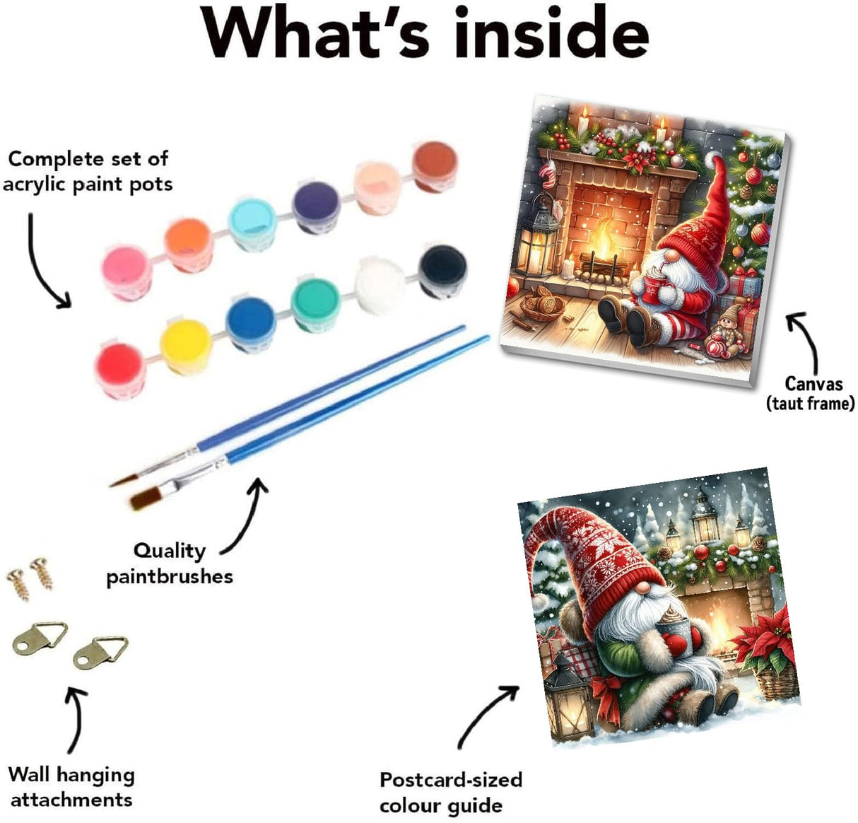 2 Pack Gnome Paint by Numbers Kit for Adults Beginner with Framed,Christmas Easy Adult Paint by Number Kits on Canvas DIY Painting for Beginners Art by Numbers for Home Wall Decor 10x10 Inch NEGEKFKX