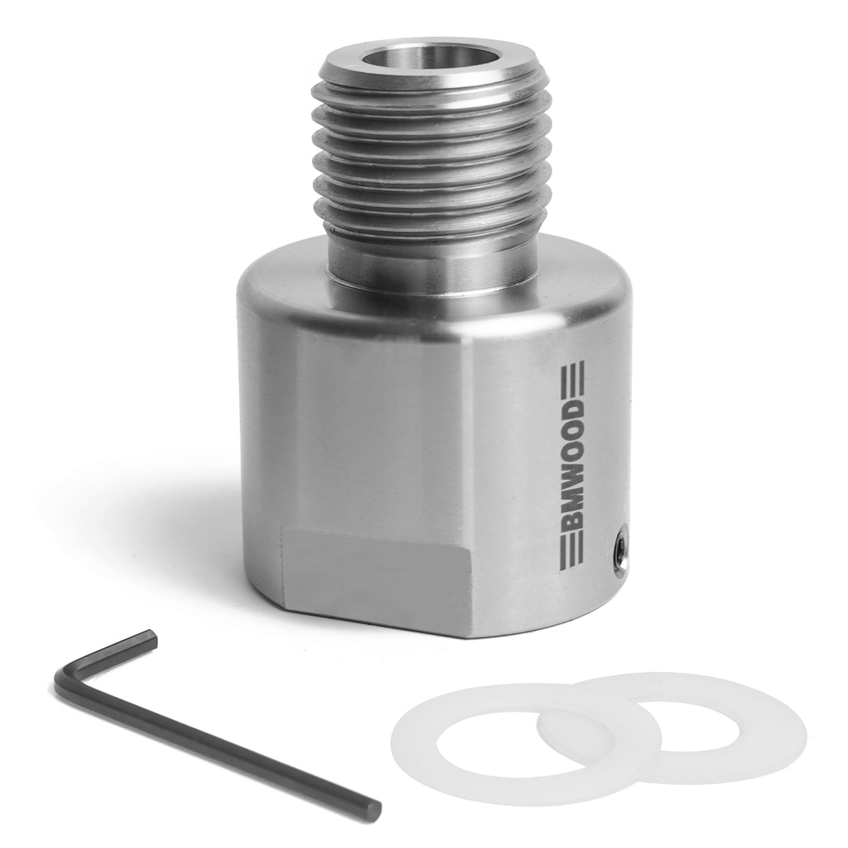 BMWOOD 1x8"TPI Female to 1-1/4"x8TPI Male Thread Adaptor, Woodworking Lathe Headstock Spindle Adaptor with Two Nylon Washers. BMWOOD