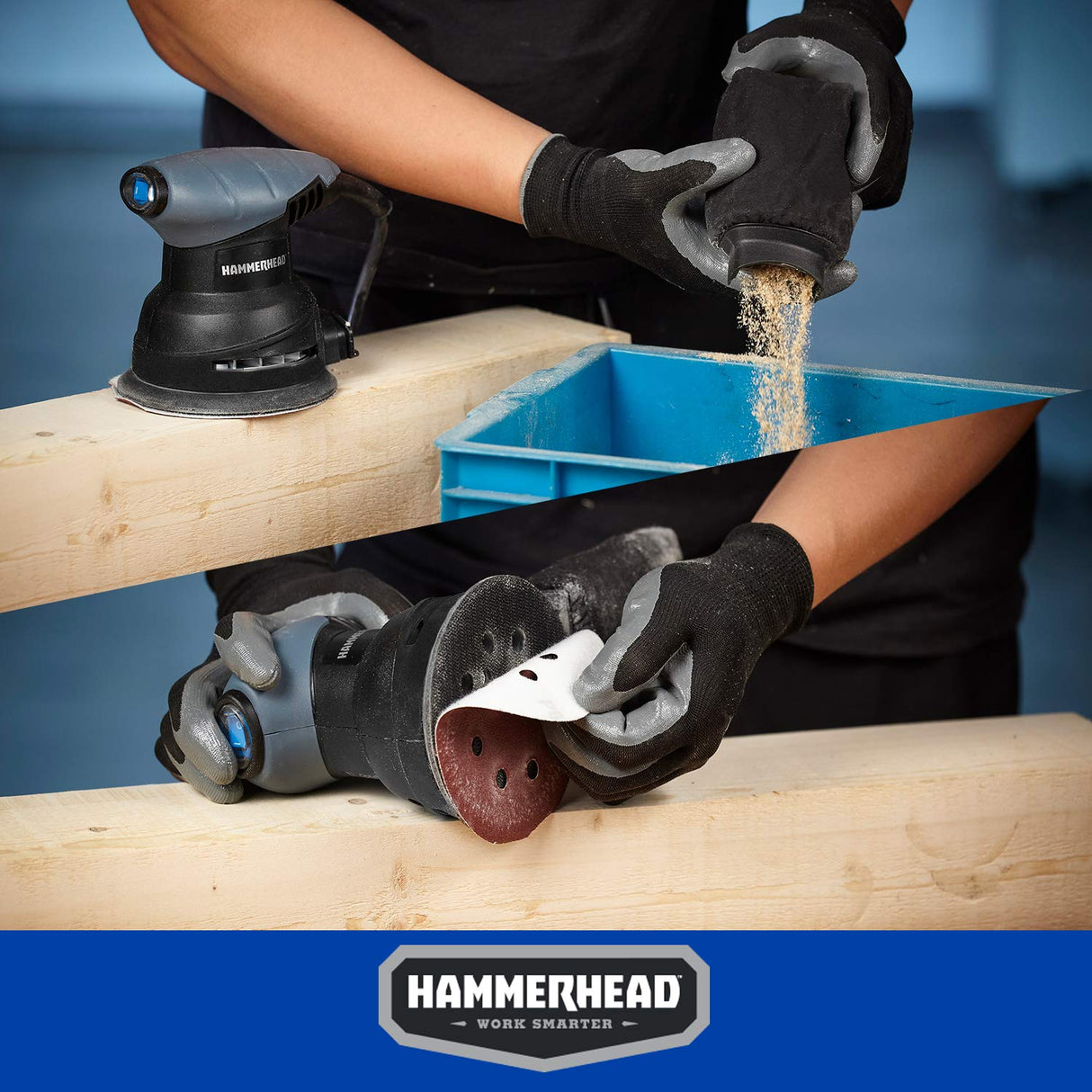 Hammerhead 2.0-Amp 5-Inch Random Orbit Sander with 12pcs Sanding Paper – HAOS020 Hammerhead