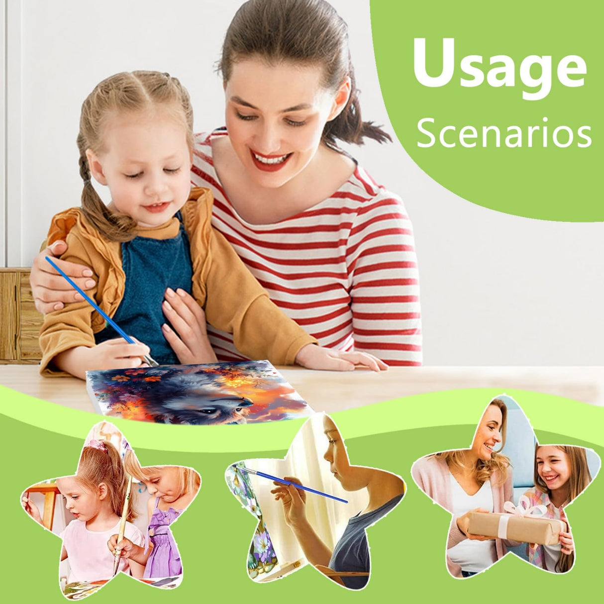 Reivworl Framed Paint by Numbers Kit for Adults Beginner & Kids Ages 8-12, Wolf Paint by Number with Easel, Painting by Numbers for Gifts and Home Decor (10X10Inch) Reivworl