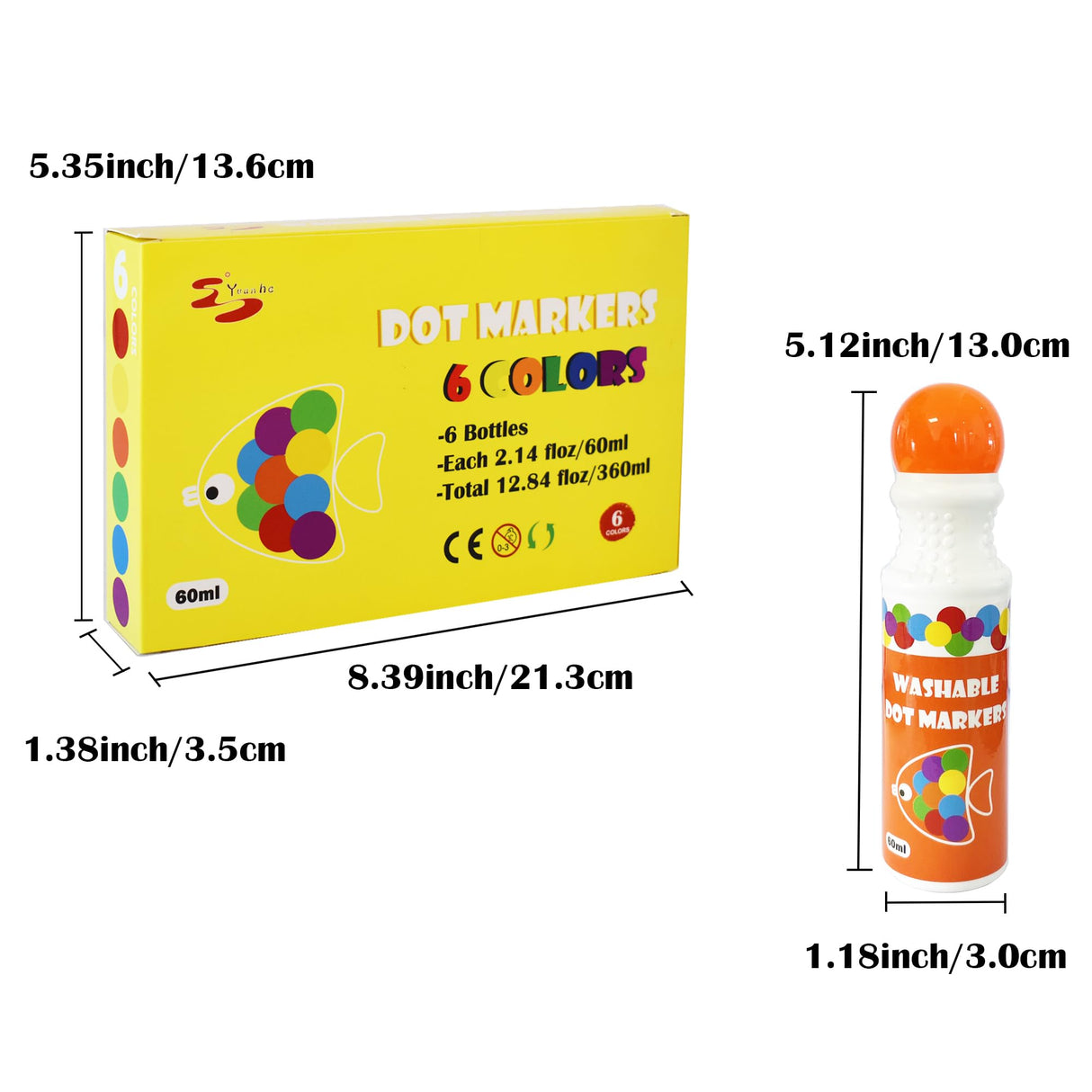 Yuanhe Dot Markers Bingo Daubers - 6 Colors Washable Paint Dotters for Toddlers and Kids Art Supply Yuanhe