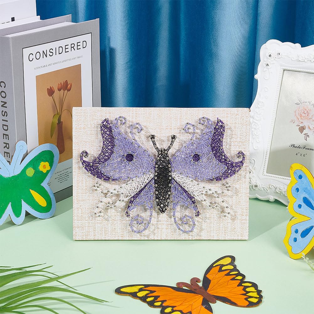 WEBBEDY 3D String Art Kit DIY Butterfly String Arts and Craft Kits for Adults Beginners Include All Necessary Accessories and Wooden Frame, Home Wall Decorations Unique Gift for Valentine's Day WEBEEDY