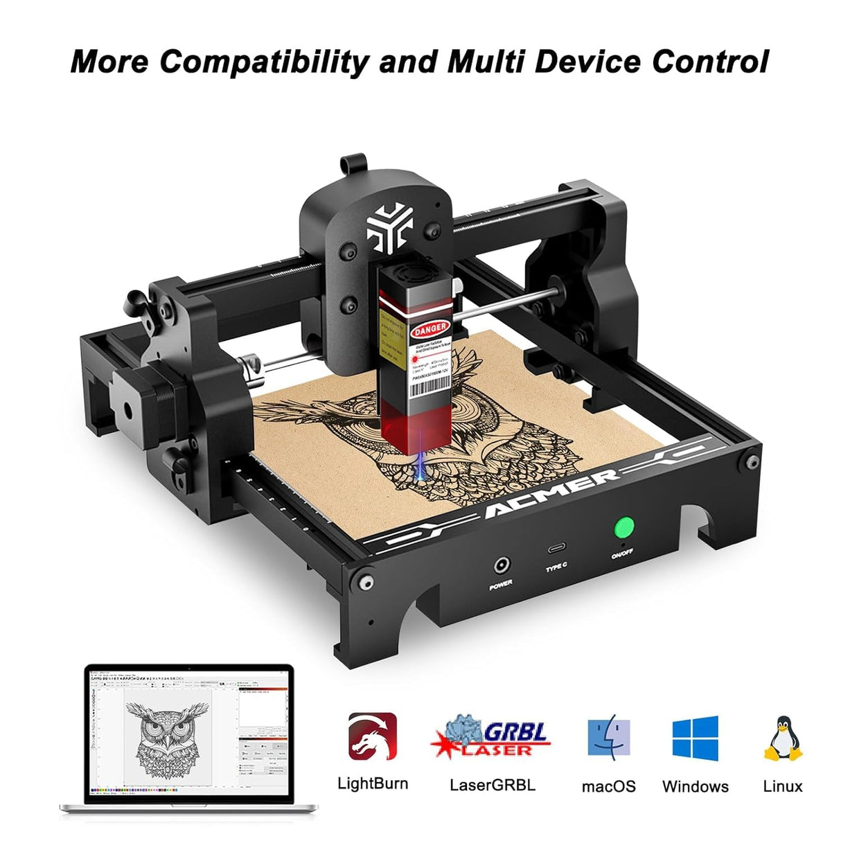 Acmer S1 Laser Engraver Machine, 3.5W(3500mW) High Precision Laser Cutter and Engraving Machine, 130x130mm Working Area for Wood and Metal, DIY Laser Engraver ACMER