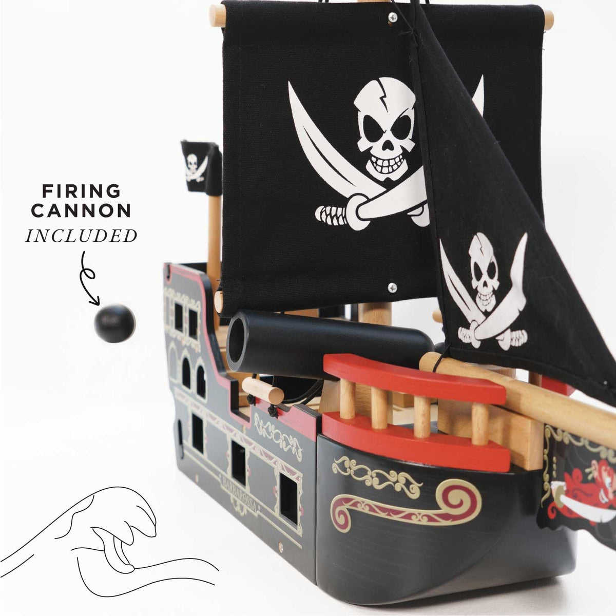 Le Toy Van Barbarossa Pirate Ship Set Premium Wooden Toys for Kids Ages 3 years & Up Le Toy Van