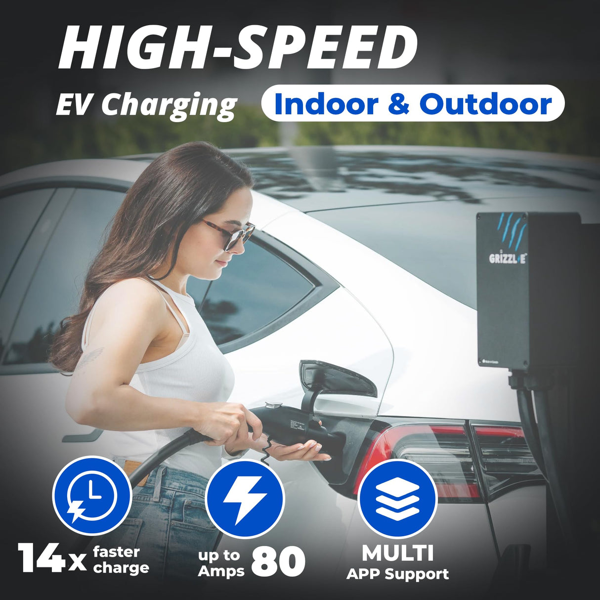 Grizzl-E Ultimate Level 2 Fastest 80A / 19.2 kW Electric Vehicle (EV) Charger, UL Tested and Certified, Metal Case, Indoor/Outdoor Electric Car Fast Charging Station, Hardwired, Classic Black, J1772 Grizzl-E