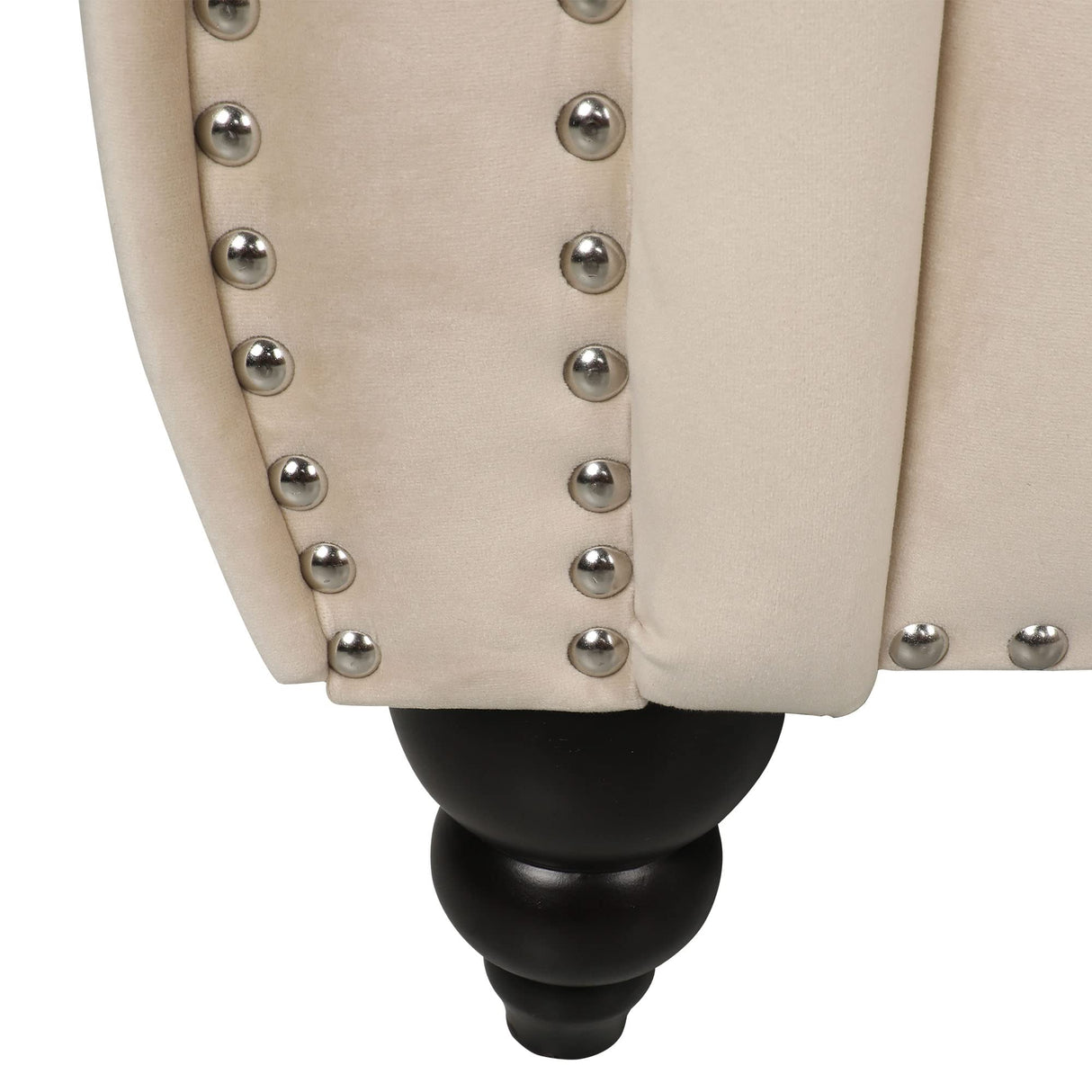 RARZOE Traditional Chesterfield Loveseat Sofa, Modern Vintage Chesterfield Button Tufted Velvet Couch with Nailhead Trim Scrolled Arms for Living Room Bedroom Office(Beige) RARZOE