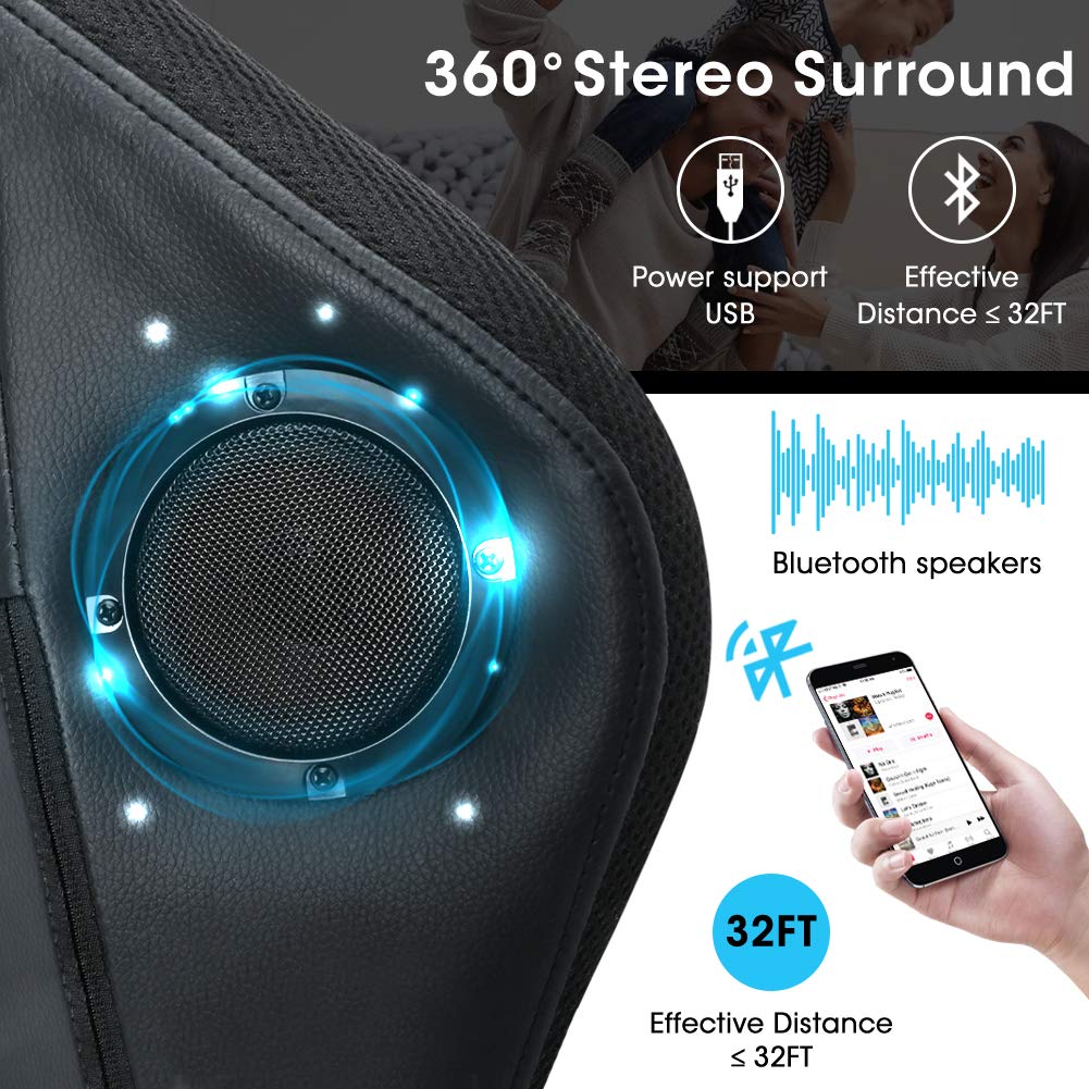 Gaming Chair with Bluetooth Speakers RGB LED Lights, Music Video Game Chair, Ergonomic PU Leather High Back Computer Chair, Adjustable Reclining Racing Office Swivel Chair for Adult Teens (Red) YOUTHUP