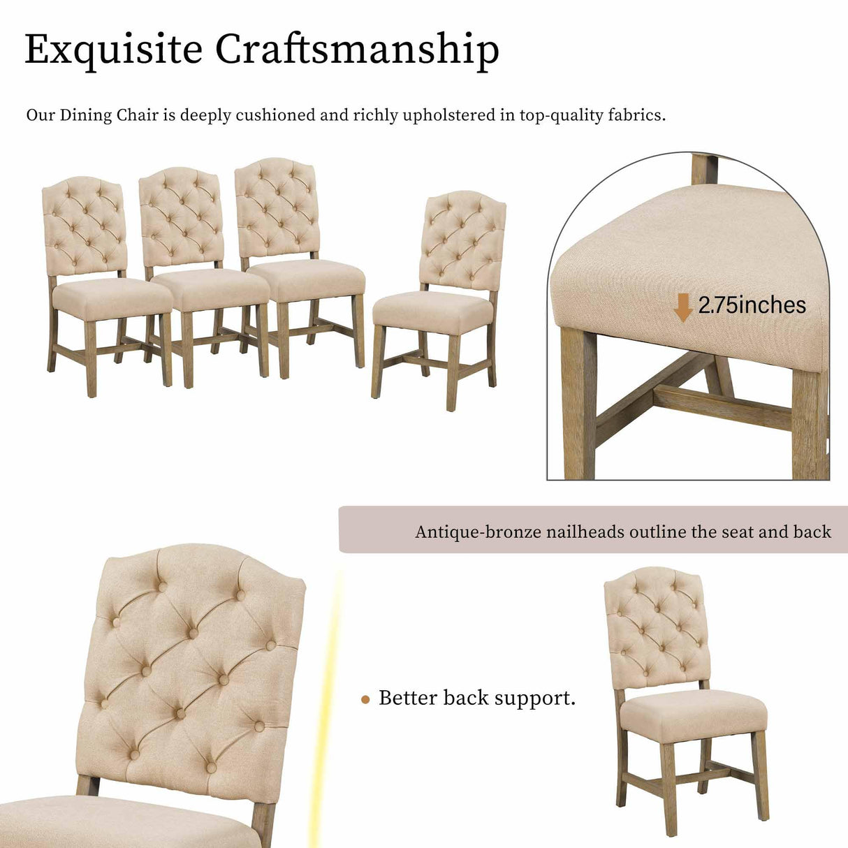 Retro Style 5-Piece Round Dining Table Set for 4,Extendable Table with 4 Upholstered Chairs for Dining Room,Living Room,Kitchen,54" Dining Table + 4 Dining Chairs(Oak Natural Wood + Off White) WIIS' IDEA