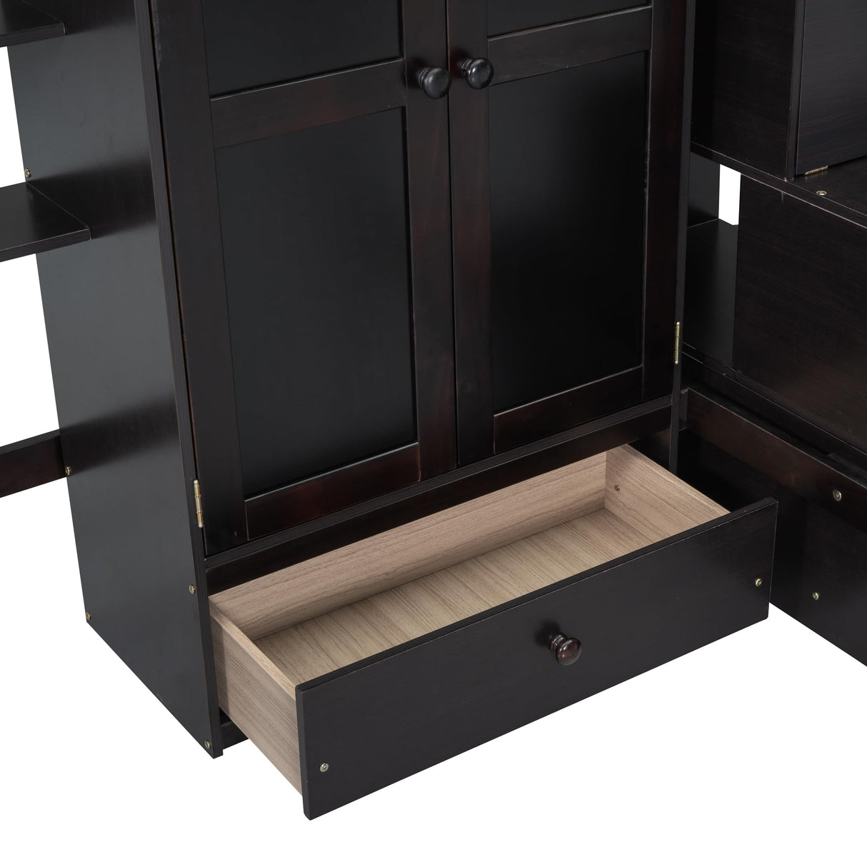 URTR Espresso Full Loft Bed with Storage Stairs, Wardrobe, and Desk for Optimal Space Utilisation URTR