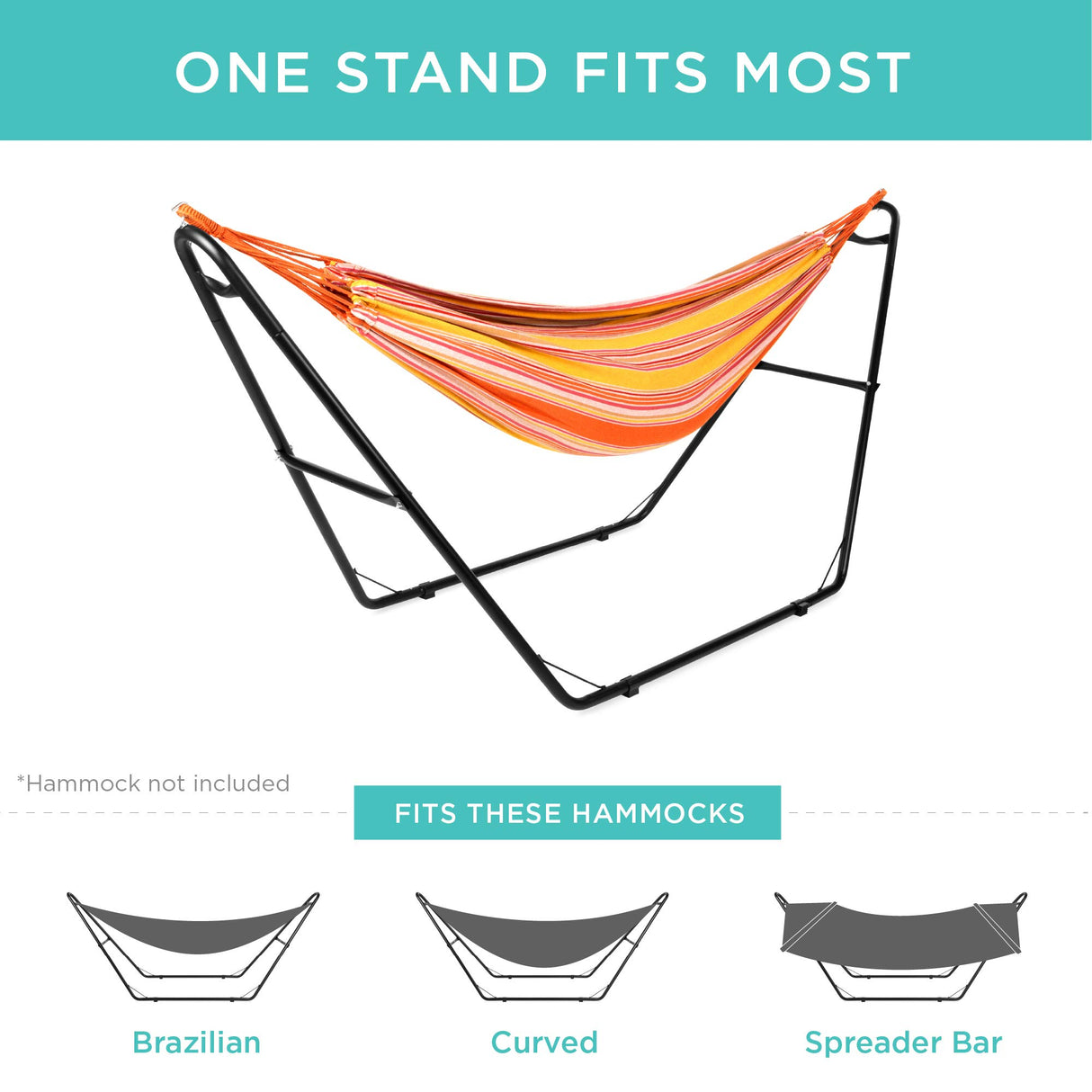 Best Choice Products Adjustable Portable Hammock Stand, Outdoor Patio Weather-Resistant Steel for 9-14ft Hammocks w/Hanging Hooks, Powder-Coated Finish, Carrying Bag, 450lb Weight Capacity Best Choice Products