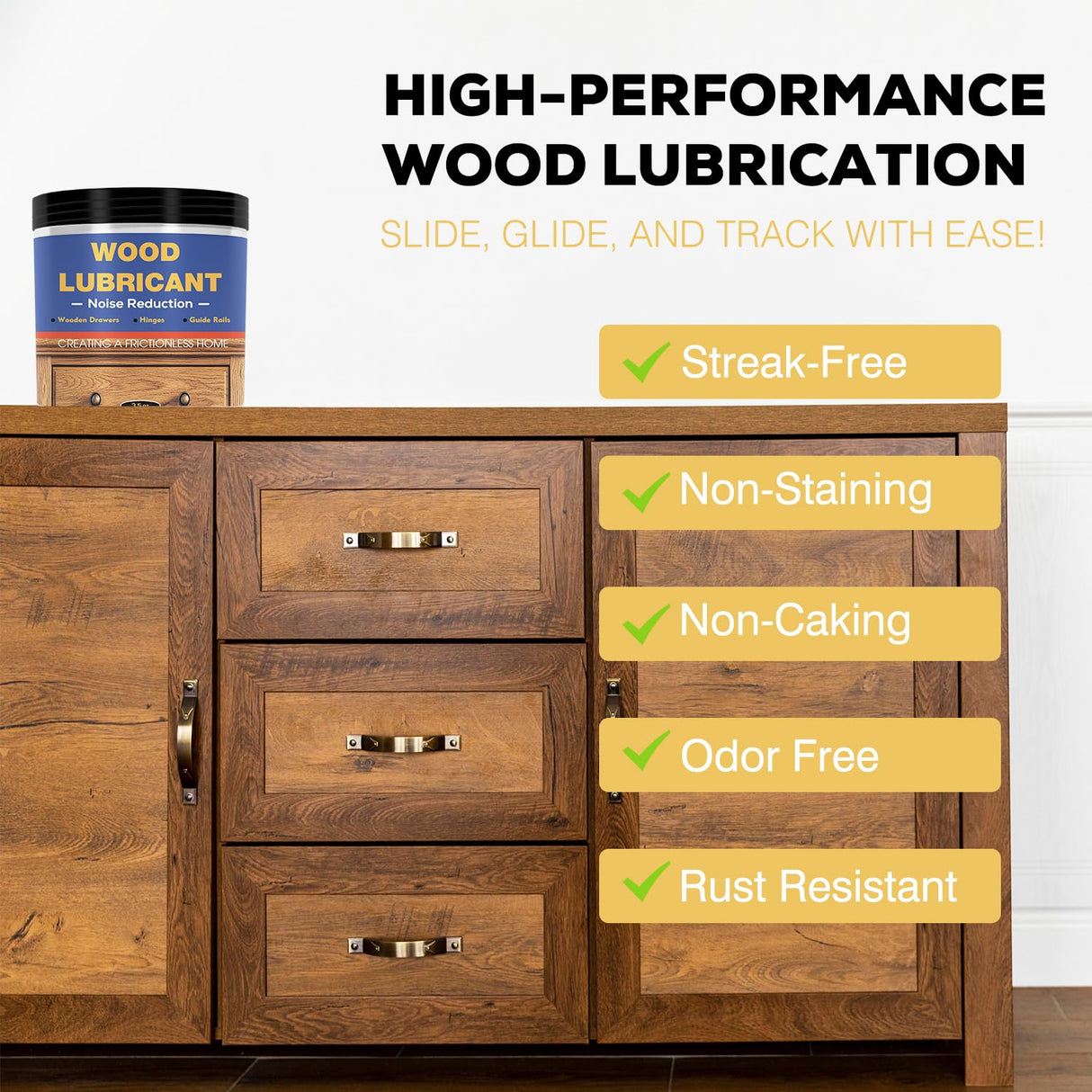 Wood Lubricant & Wood Wax - Multi-Purpose Paste Wax for Wood, Sliding Drawer & Door Hinge Lubricant, Drawer Wax - Restore & Maintain Wooden Slide, Loosen Drawer Slide -3.5Oz Qoddxx