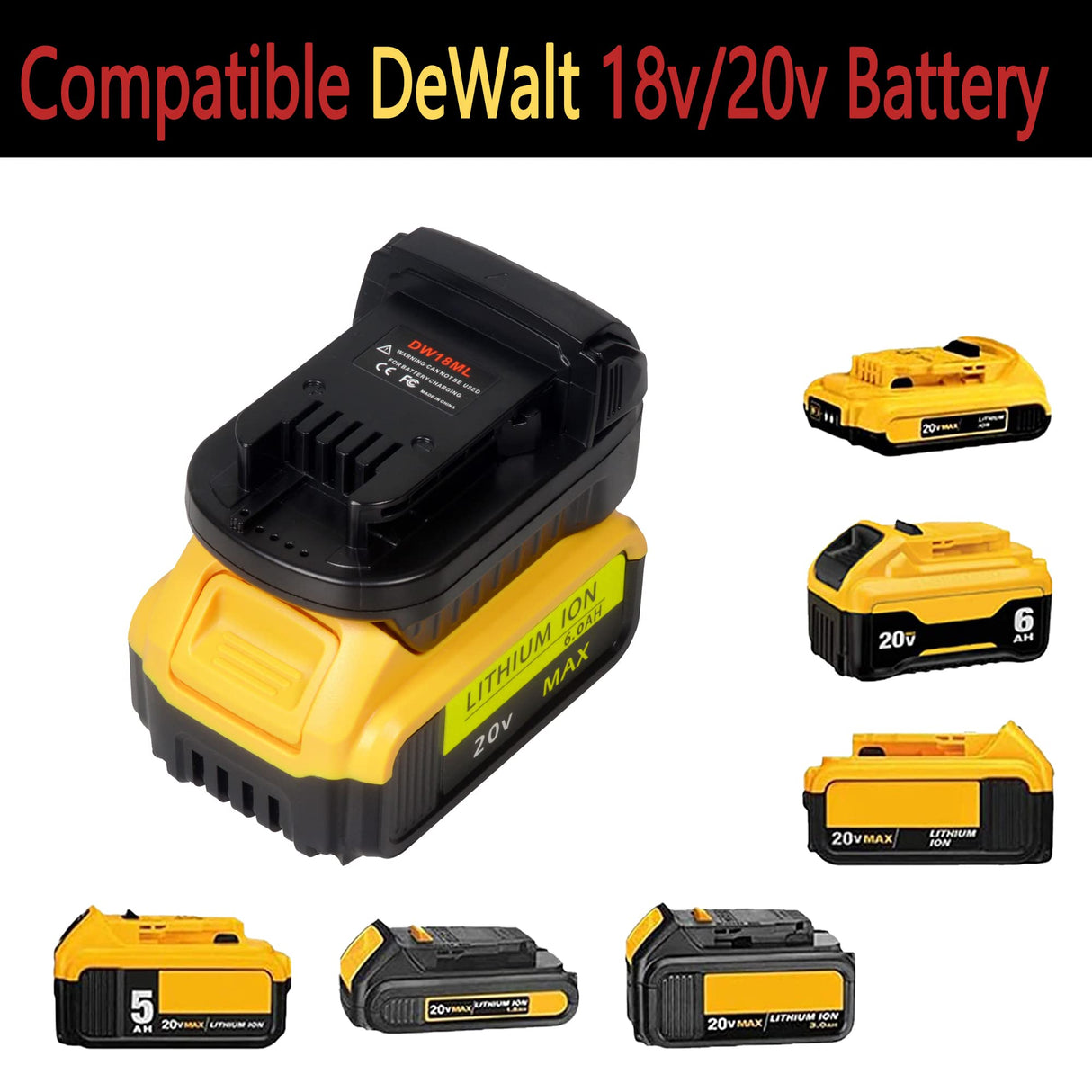 for Dewalt to Milwaukee Battery Adapter, Convert for DeWalt 18v-20v Lithium Batteries to Milwaukee M18 18v Cordless Power Tools Use Echoyee