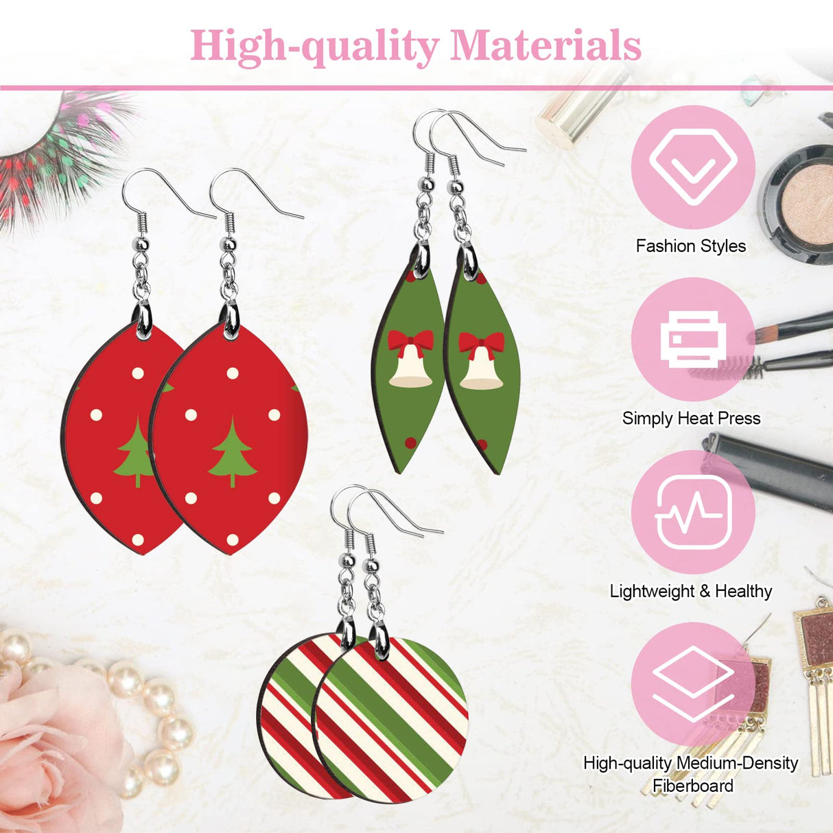 Catcan 32 Pieces Sublimation Earring Blanks, Heat Transfer Sublimation Ornament Blanks with Earring Hooks and Jump Rings for Women Jewelry DIY Making Sublimation Accessories Catcan