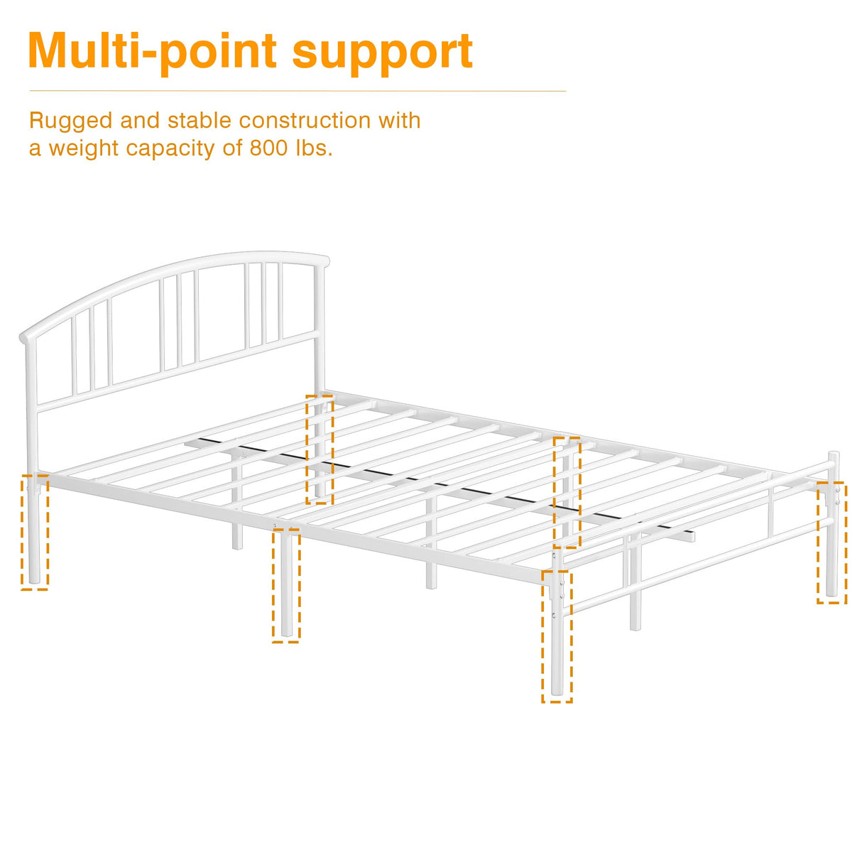 VECELO 14 inch Queen Bed Frame White Beds Metal Platform Mattress Foundation with headboard Footboard Steel Slat Support/No Box Spring Needed/Easy Assembly VECELO