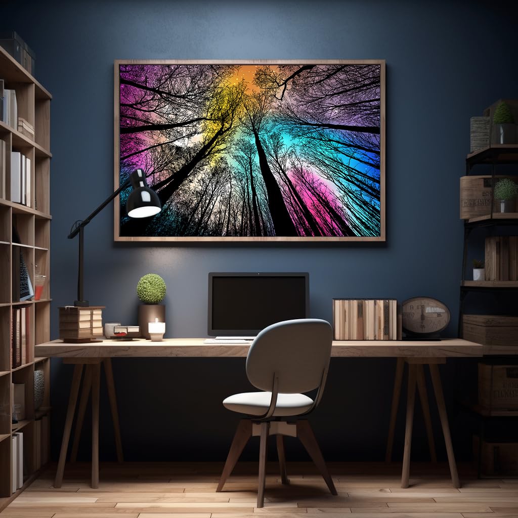 Bgraamiens Puzzle-Forest Under Starry Night-1000 Pieces Gradient Magic Colorful Puzzle for Adult,Hard Challenge Puzzle for Adult Bgraamiens