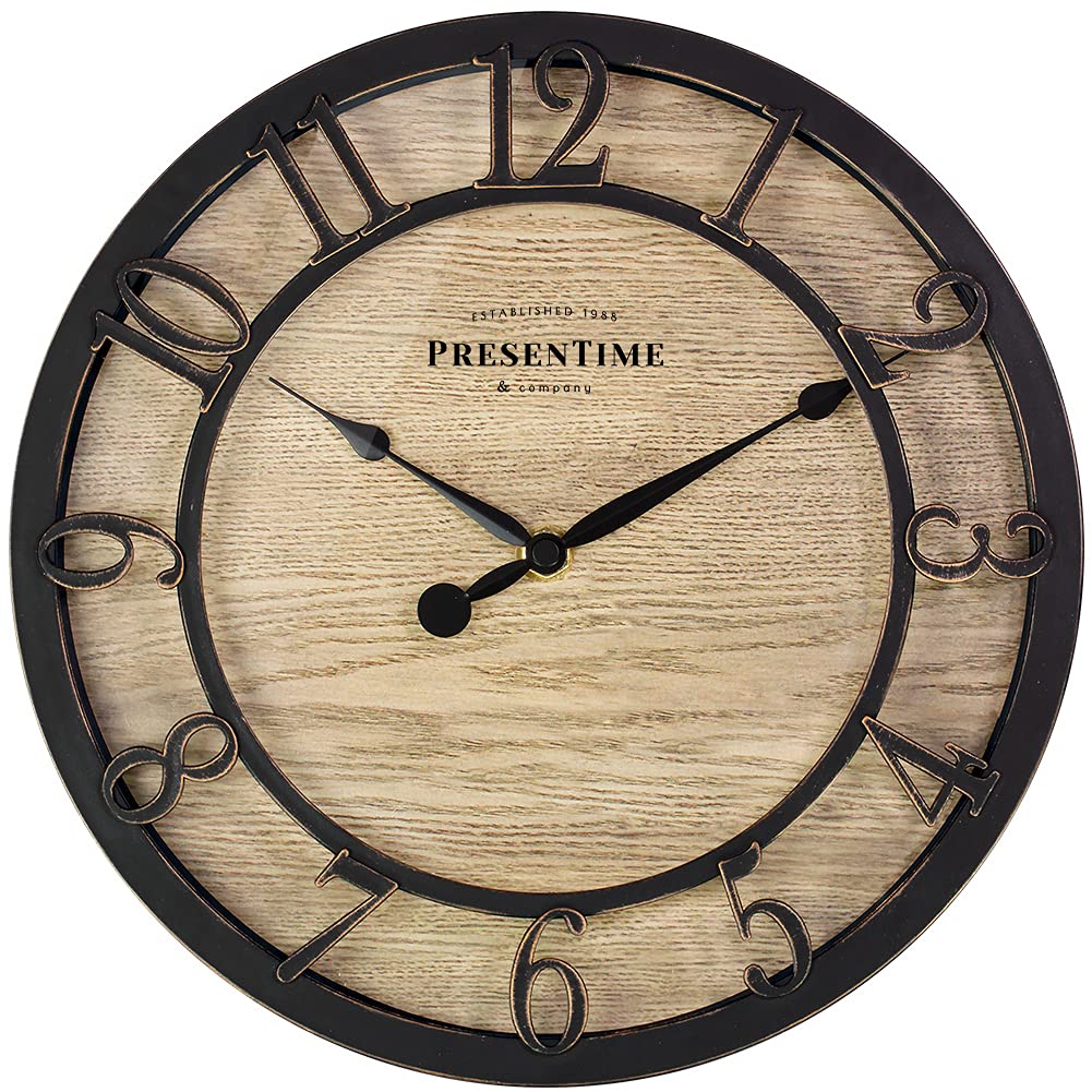 Presentime & Co 10" Farmhouse Series Wall Clock, Cottage Style, Vintage Design, Oil Rubbed Bronze Presentime