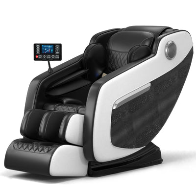 AVSAMOQ Massage Chair Full Body, Zero Gravity Massage Chair Recliner with Air Pressure, 8 Fixed Massage Rollers, Heating, Foot Roller, Bluetooth Speaker, for Home Office Men Women (Black)