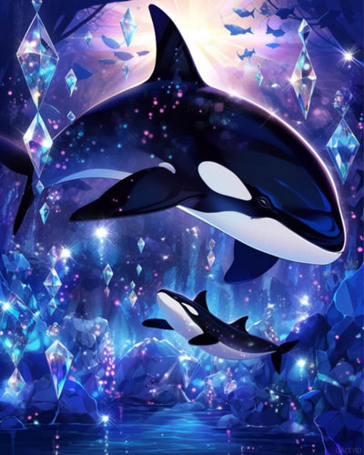 QACEYID Killer Whale Paint by Numbers Kit for Adults, Paint by Number on Canvas, Abstract Art Digital Oil Painting Kits Suitable for Home Wall Decoration Gift 16"x20"