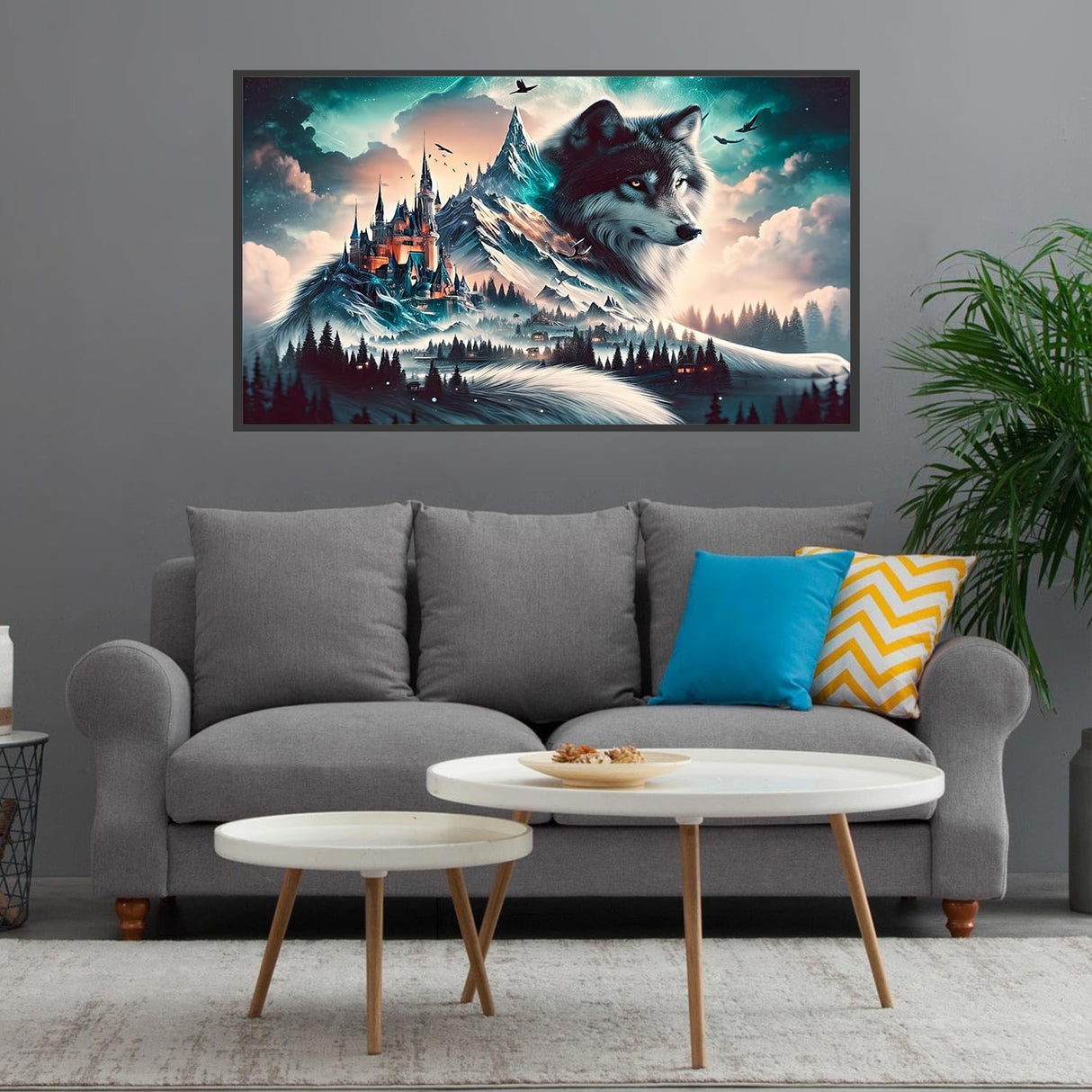 Meothan 5D Extra Large Diamond Art Kits for Adults - Wolf Diamond Painting Kits for Adults Beginners, DIY Large Size Diamond Gem Art Dots Painting Kits for Home Walls Decor Gifts 27.6x16inch Meothan