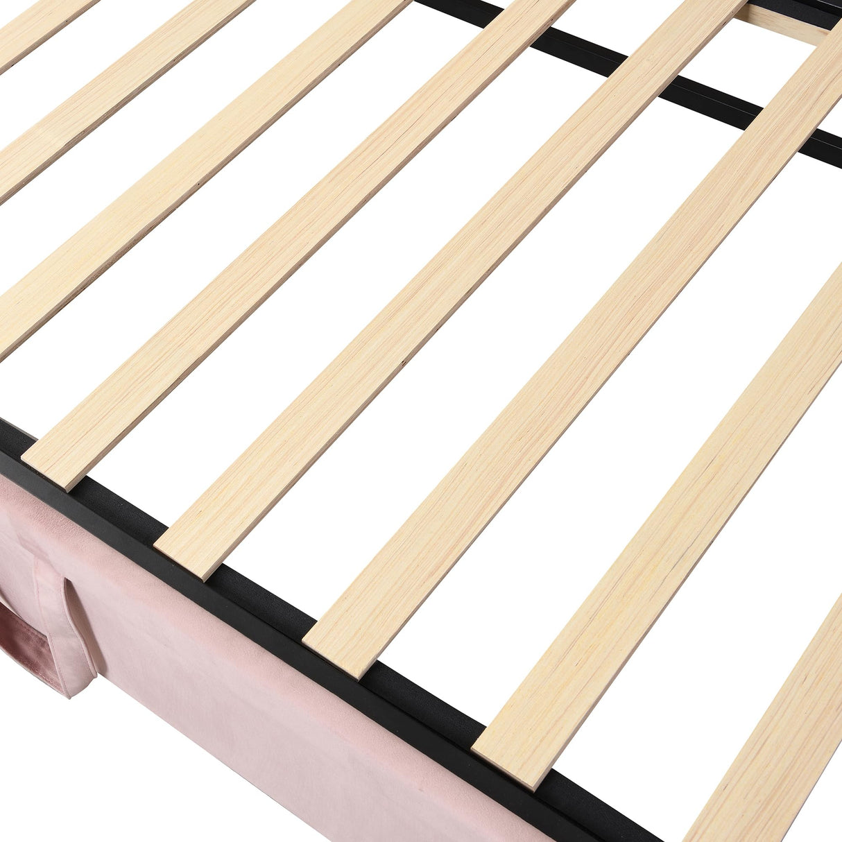 Velvet Upholstered Daybed with Pop-up Trundle Bed, Soft Day Bed Frame Convertible Twin to King Size Bed for Kids Juniors Adults Overnight Guest, Space-saving Bed Foundation No Box Spring Needed FULife