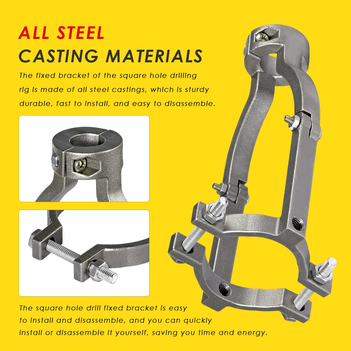 Square Hole Drill Bit Adapter for Easy Installation and Disassembly - Mortising Attachment for Drill Press, Mortise Machine, Power Tool Accessory for XSMNER