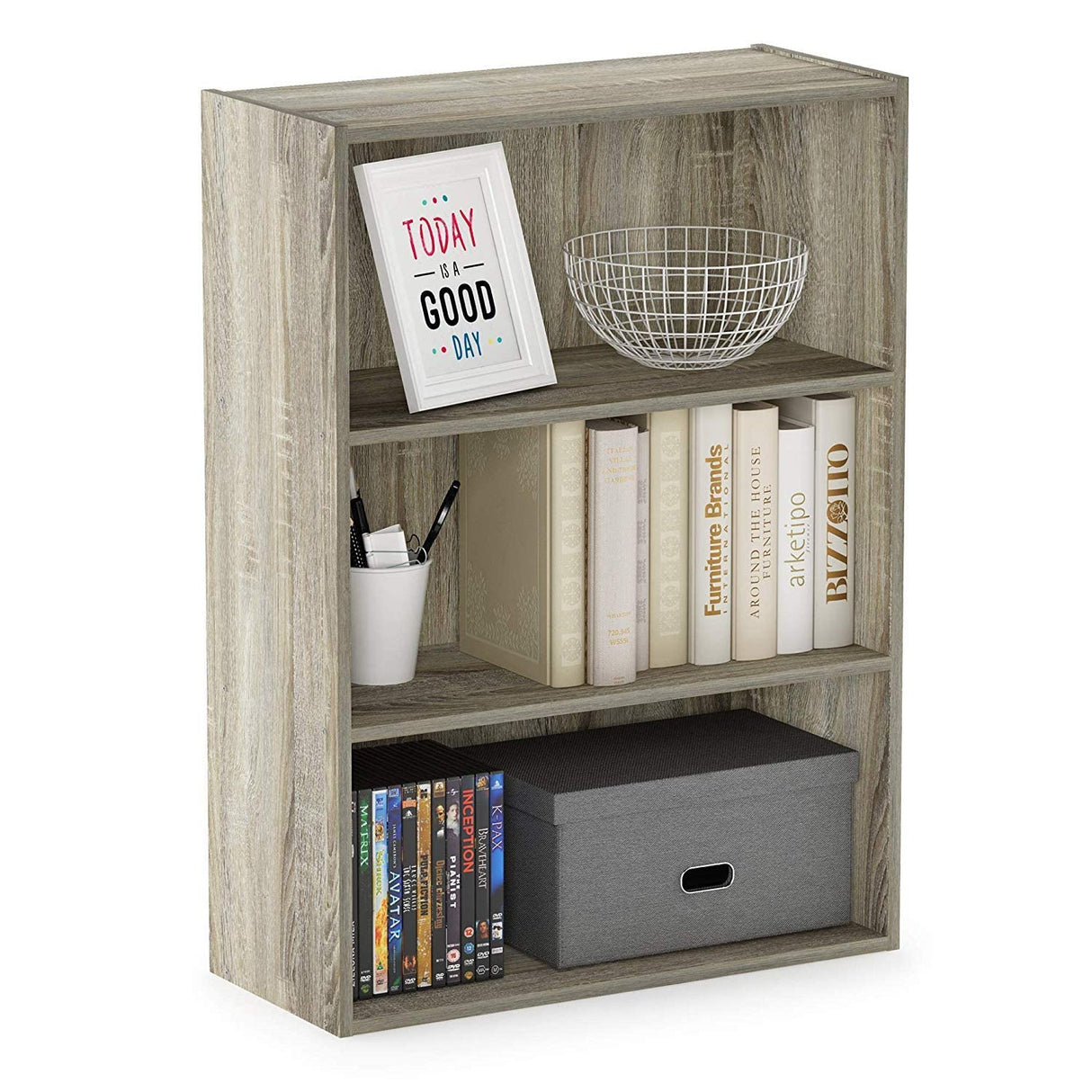 Furinno Pasir 3-Tier Open Shelf Bookcase, Sonoma Oak Furinno