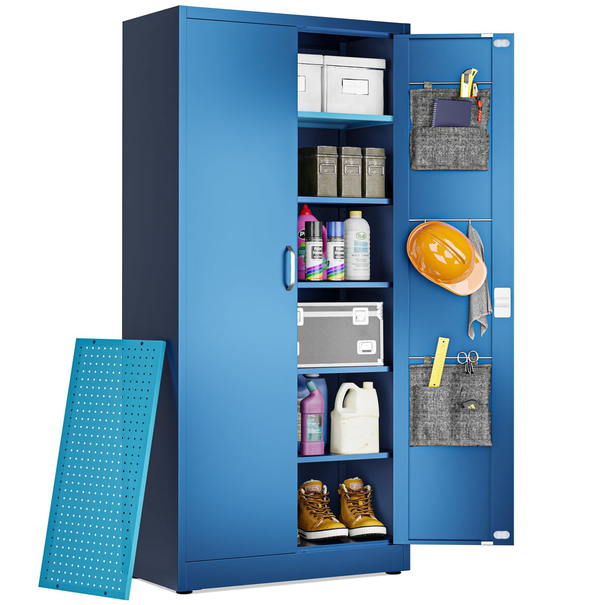 METALTIGER Locking Metal Storage Cabinet | Garage Storage Cabinet with Doors | 71" Lockable Tool Cabinet | Metal Cabinets for Home Office (Dark Blue) METALTIGER