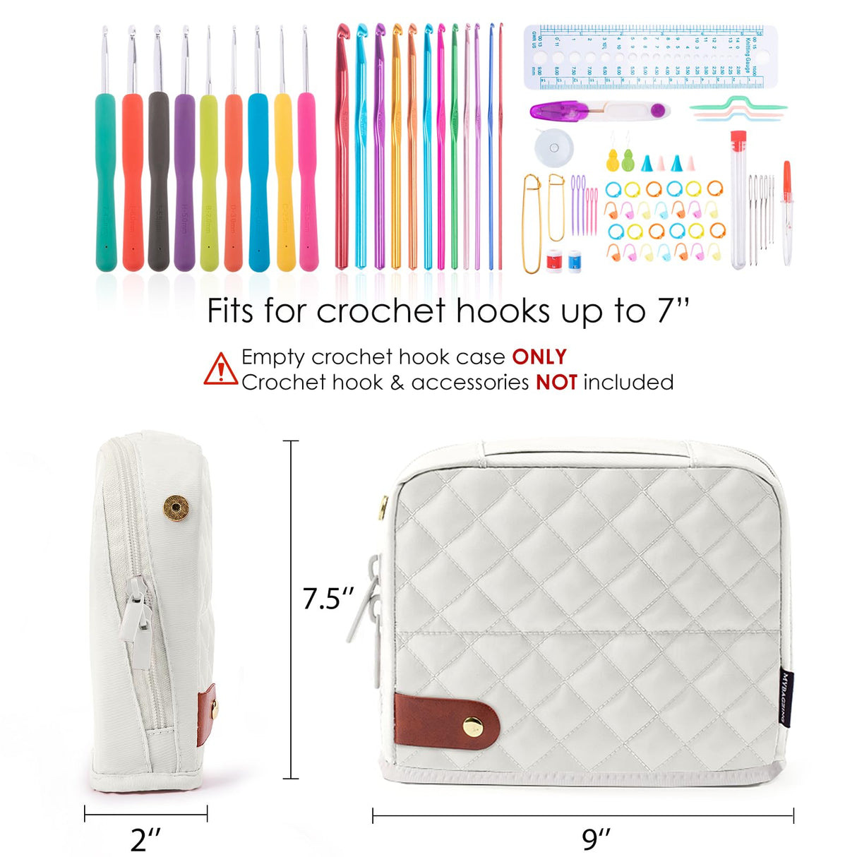 MYBAGZING Empty Crochet Hook Case - Stand Up Organizer with 30 Slots for Hooks & Needles, Crochet Accessories Kit for Lovers & Beginners MYBAGZING