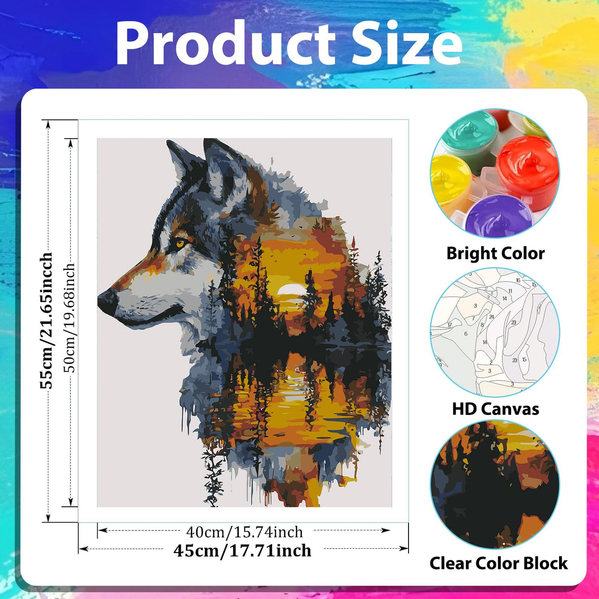 xcemhil Wolf Paint by Numbers Kit for Adults, Wolf Painting by Numbers, Adult Paint by Number Kits Suitable for Gifts and Interior Decor 16x20 Inch xcemhil