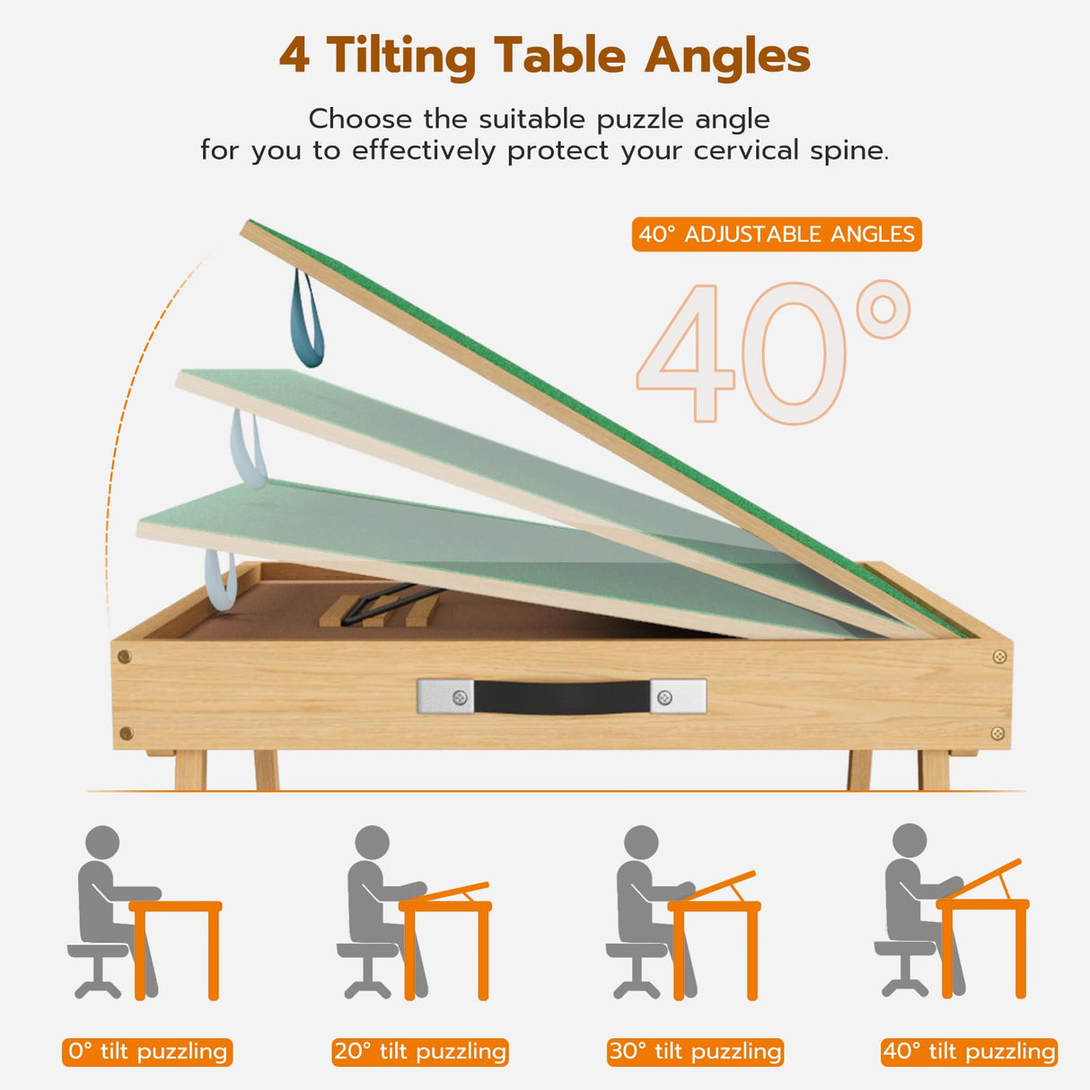 UPVERCY 3-in-1 Folding & Tilting & High 1000 Pieces Puzzle Table with Drawers, 24.8" H Tall Puzzle Board with Protective Cover for Adults- 30" x 22" Wooden Puzzle Table with Legs upvercy