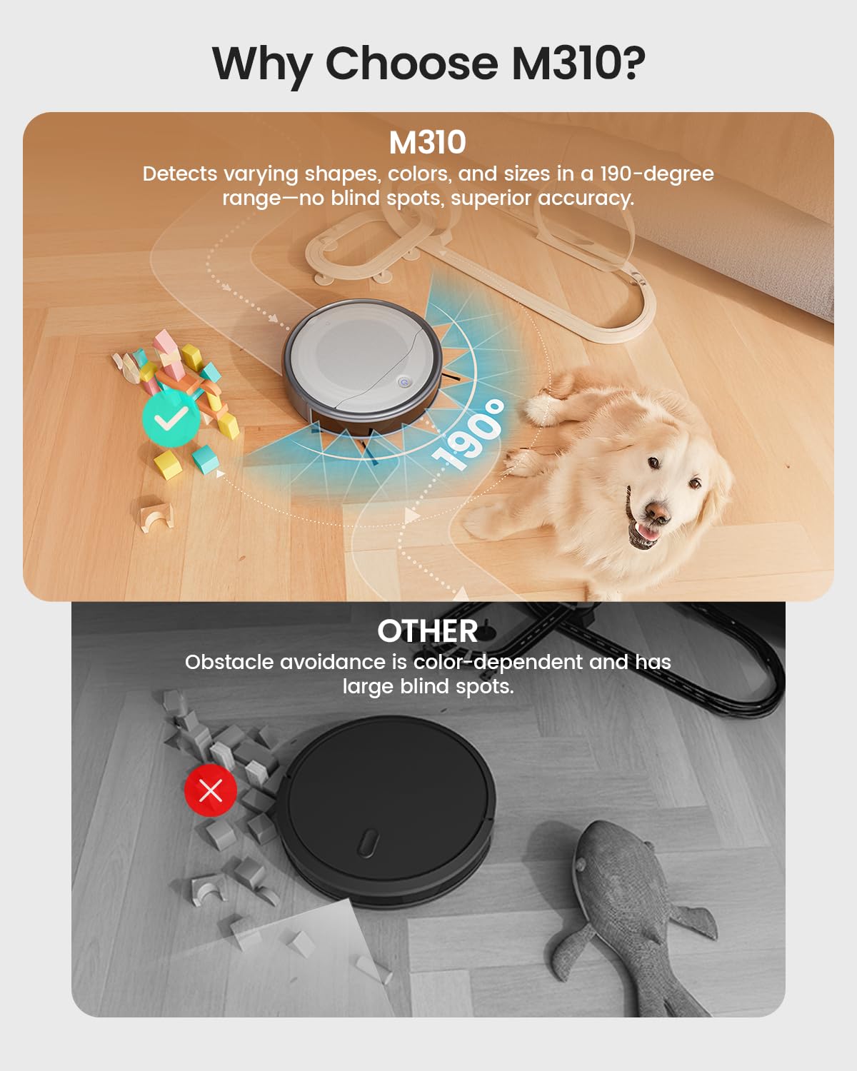 Lefant M310 Robot Vacuum Cleaner,4500Pa Strong Suction, Slim Design, Quiet, PreciSense Obstacle Avoidance, WiFi/App/Voice Control, 160-Min Runtime, Self-Charging, for Pet Hair and Hard Floors, Gray Lefant