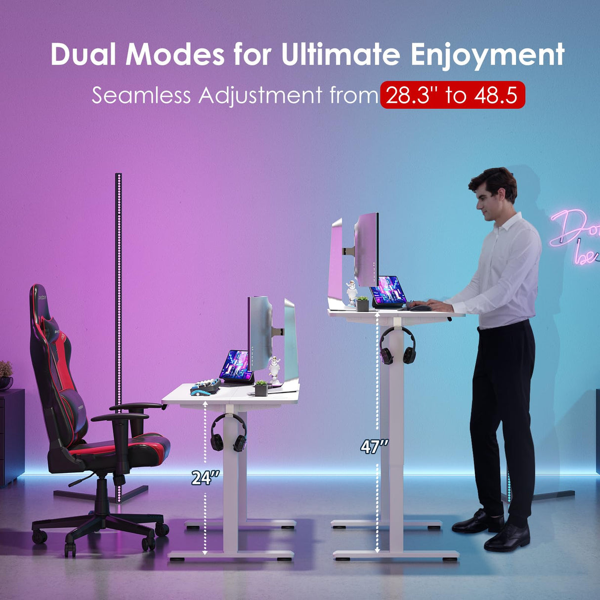 STARY Electric Standing Desk Adjustable Height Sit Stand Home Office Desk with Splice Board STARY