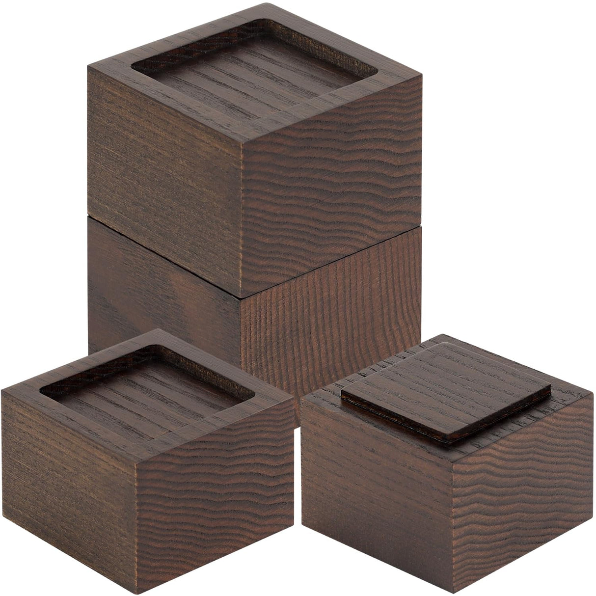 FASONLA Bed Risers (Set of 4) Furniture Risers Lifts Height 2", Oak Solid Wood Risers for Bed, Furniture, Table, Sofa, Chair Risers with Non-Slip Recessed Hole (4pcs-2" Hight-Walnut Color) FASONLA