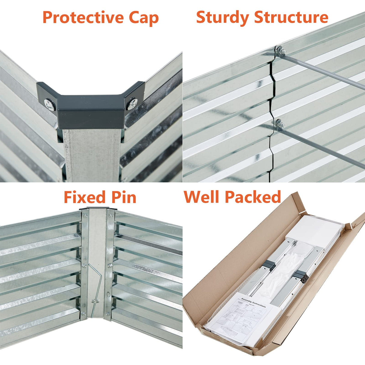 zunatu 10x2x1ft(2 Pack) Galvanized Raised Garden Bed,Outdoor Planter Box Metal Patio Kit Planting Bed for Vegetables Flowers and Succulents,Silver zunatu