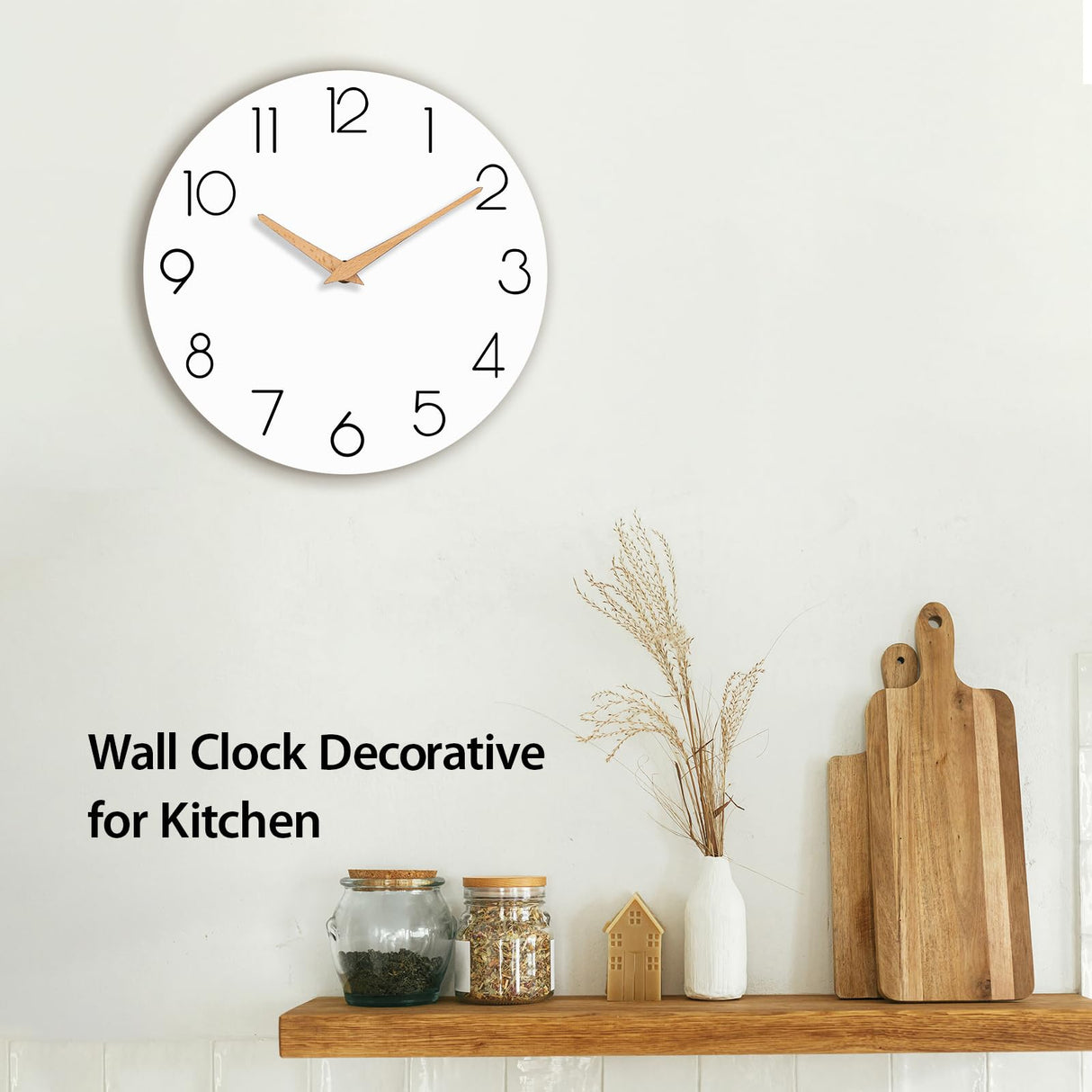 cicininc Wall Clock, White Wooden Silent Non-Ticking, Decorative Battery Operated Wall Clocks for Bedroom, Kitchen, Home, Living Room, Office, School, Hotel (8 Inch) cicininc