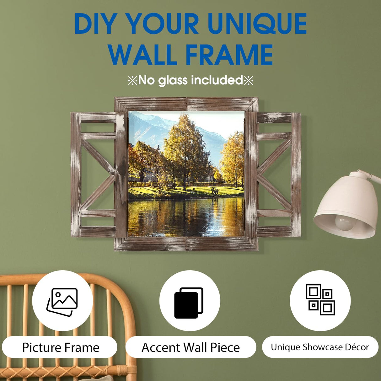 J JACKCUBE DEISGN Rustic Wood Window Frame with Opening-doors, Wall Art Decor Hanging Window Panes, Farmhouse Wall Décor for Living Room, Bathroom, Kitchen and More -MK587A J JACKCUBE DESIGN