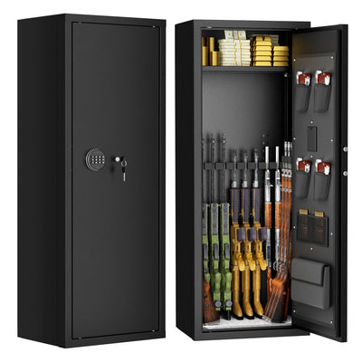 Superday 10-15 Gun Safe for Home Rifles and Pistols, Quick Access Large Gun Safe for Rifles, Gun Cabinets for Rifles and Shotguns with Keyboard Lock, 3 Adjustable Racks, Pockets(Black)
