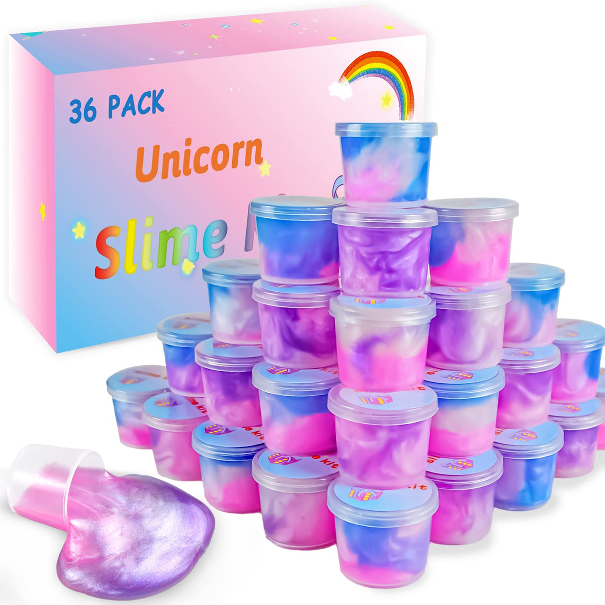 36 Packs Unicorn Slime Kit, Unicorn Party Favors for Kids, Pretty Stretchy & Non-Sticky Galaxy Slime Pack, Slime Party Favors for Girls & Boys Goodie Bag Stuffers HOOLYUK