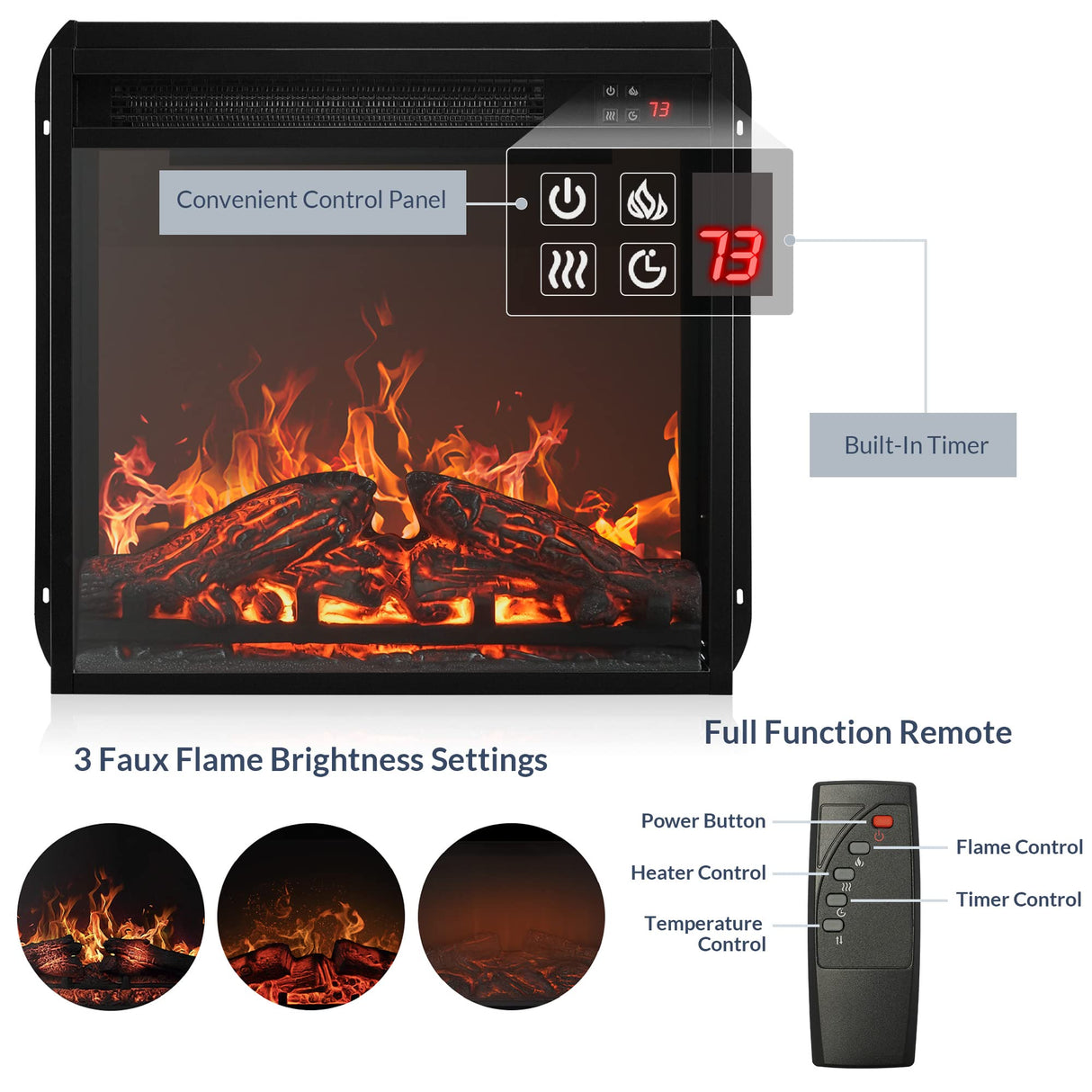 BELLEZE Modern 48" Barn Door Wood TV Stand with 18" Electric Fireplace Heater & Media Entertainment Center Console Table for TV up to 50" with Two Open Shelves and Cabinets - Corin (Grey Wash) BELLEZE