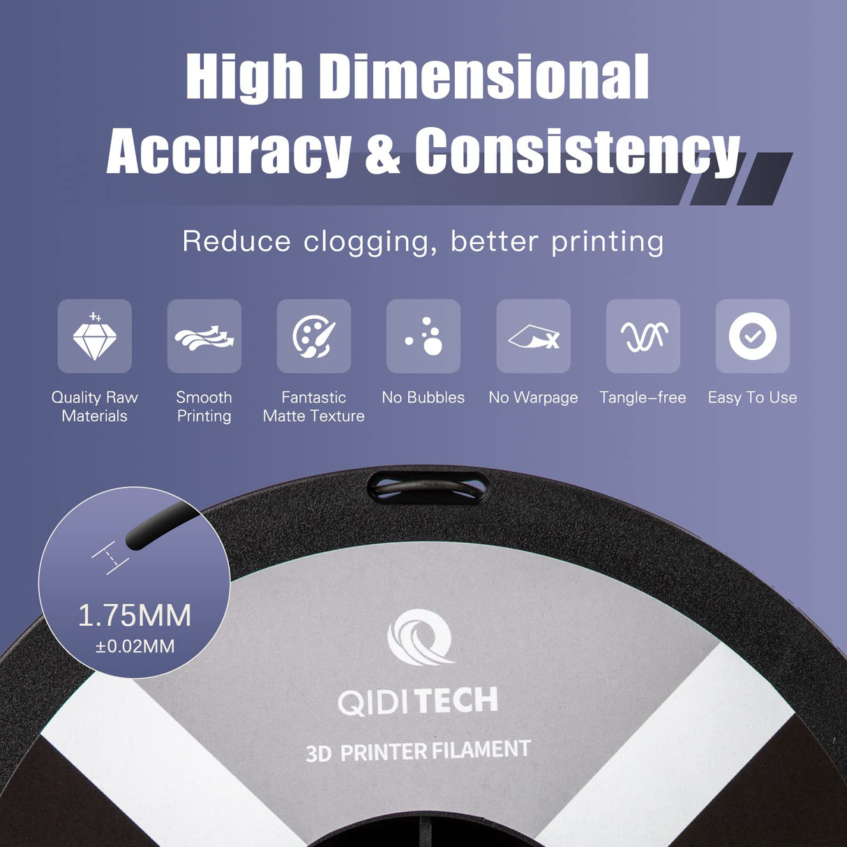 R QIDI TECHNOLOGY Matte PLA Filament 1.75mm, 3D Printer Filament PLA Rapido Matte 1kg Spool (2.2lbs), Suitable for Hyper Speed Printing, 3D Printing Filament Fit Most FDM 3D Printers, Matte Black R QIDI TECHNOLOGY