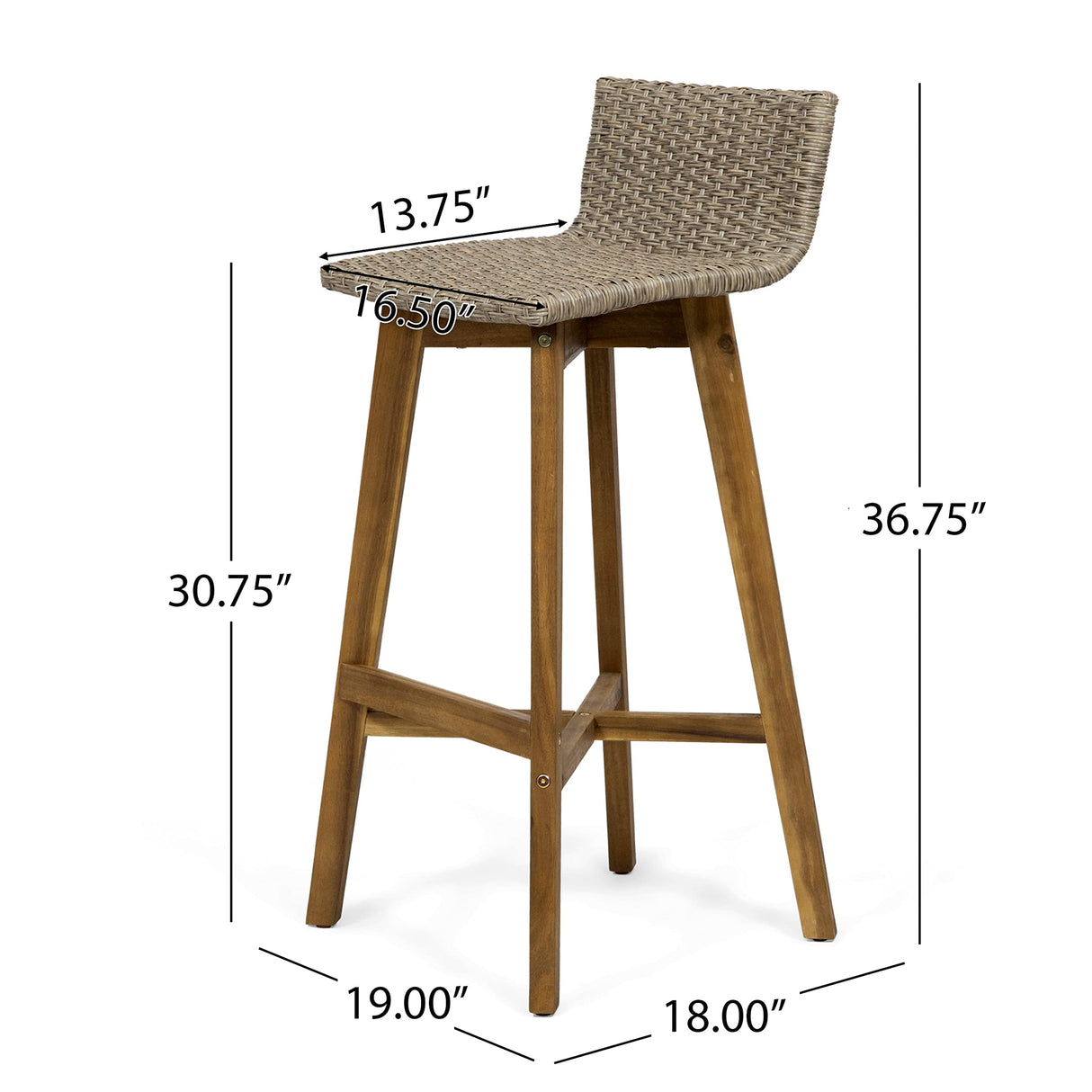 Christopher Knight Home La Brea Outdoor Acacia Wood and Wicker Barstools (Set of 4), Light Brown and Teak Christopher Knight Home