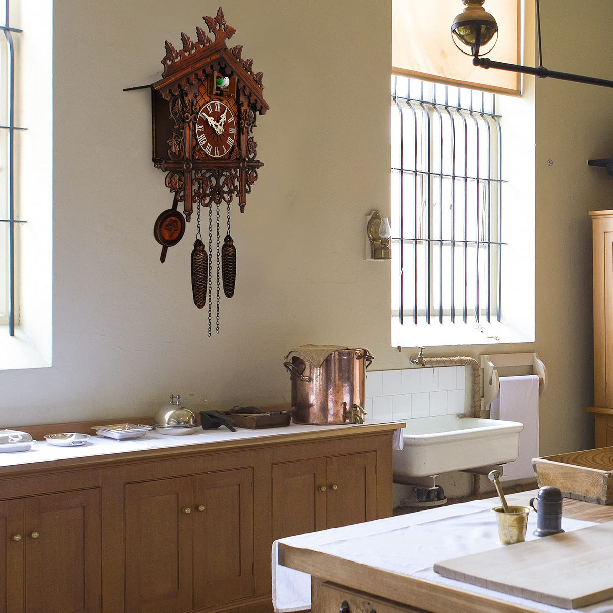 JOONIEHOUSE Traditional Black Forest Cuckoo Clock Wood Wall Clock - Natural Bird Voice Or Cuckoo Call, Coo Coo Clock for Wall Art Home Living Room Kitchen Office Decoration (Reindeer) (Antique) WoodArtSupply