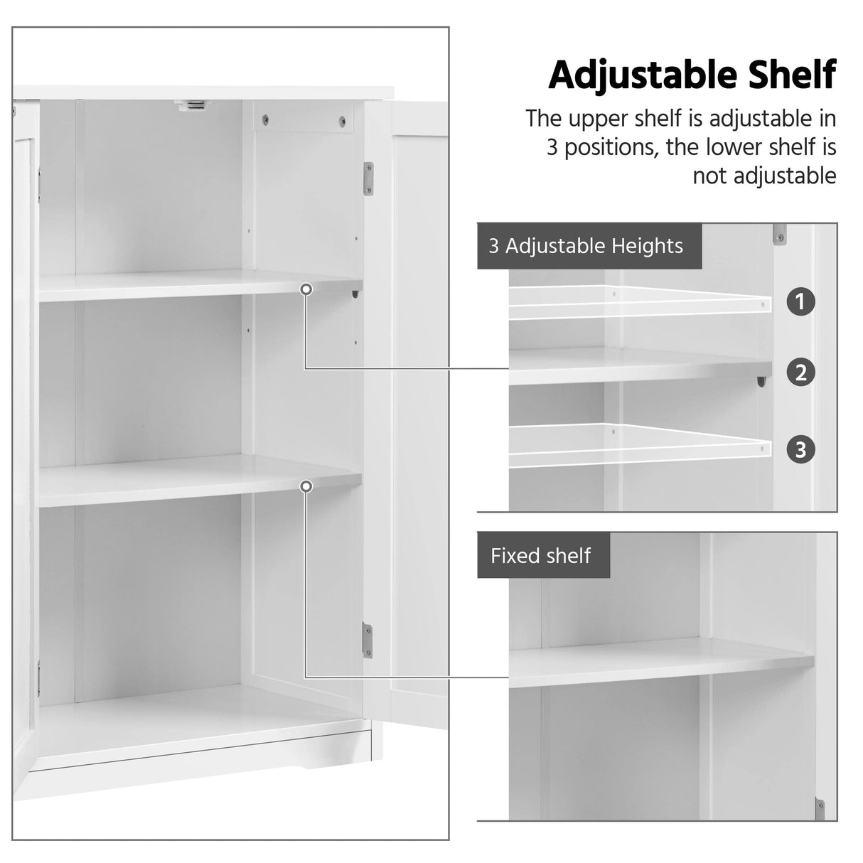 Yaheetech Wooden Bathroom Floor Cabinet, Side Storage Organizer Cabinet with 4 Drawers & Double Doors, Freestanding Entryway Storage Unit Console Table, Bathroom Furniture Home Decor, White Yaheetech
