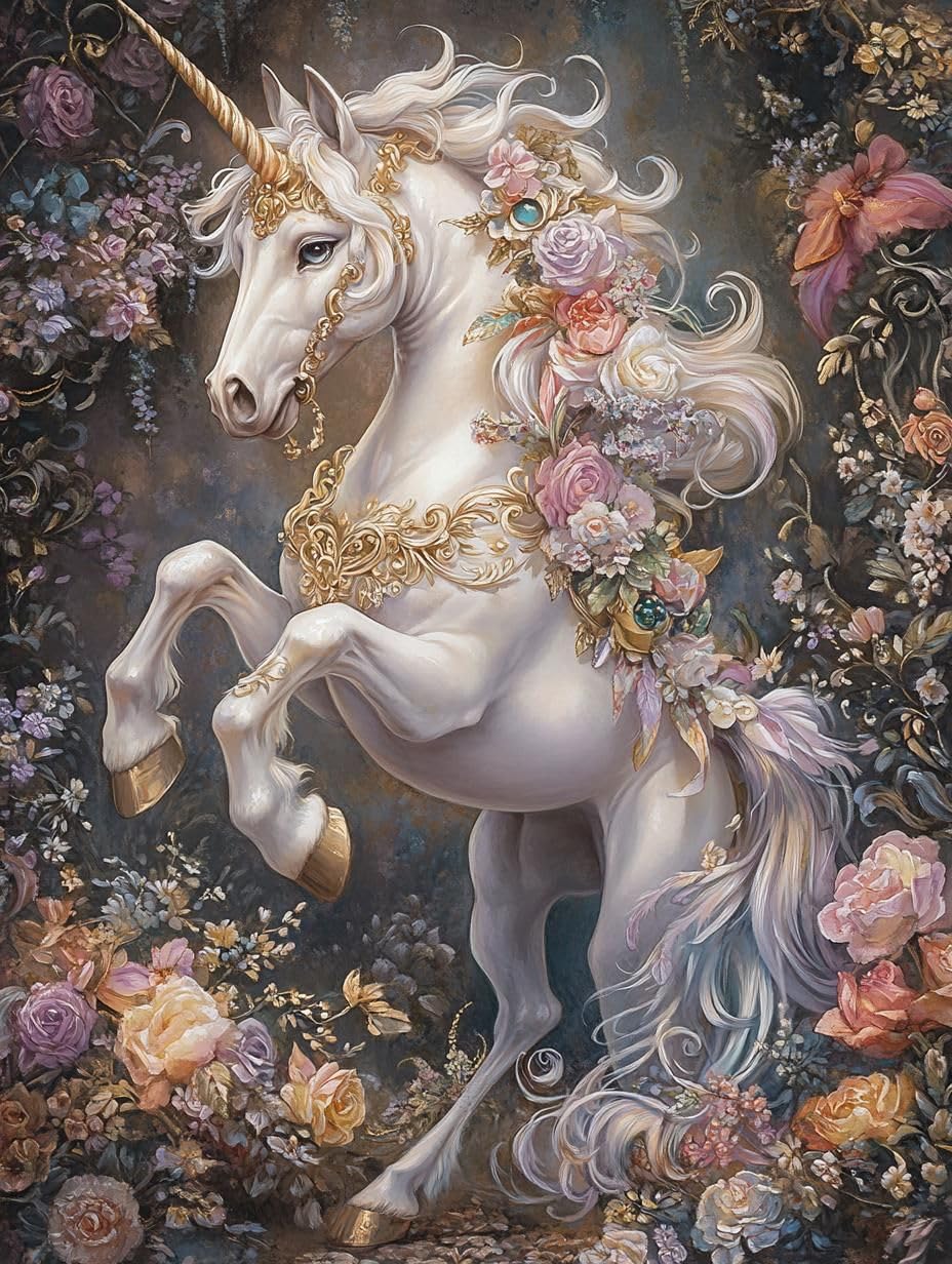 Sunature Diamond Painting Art 5D Full Square Round Drills Unicorn Diamond Painting Kits 50x70cm(19.7"X27.6") (Full Round Drill,50x70cm(19.7"X27.6")) SunatureDPArt