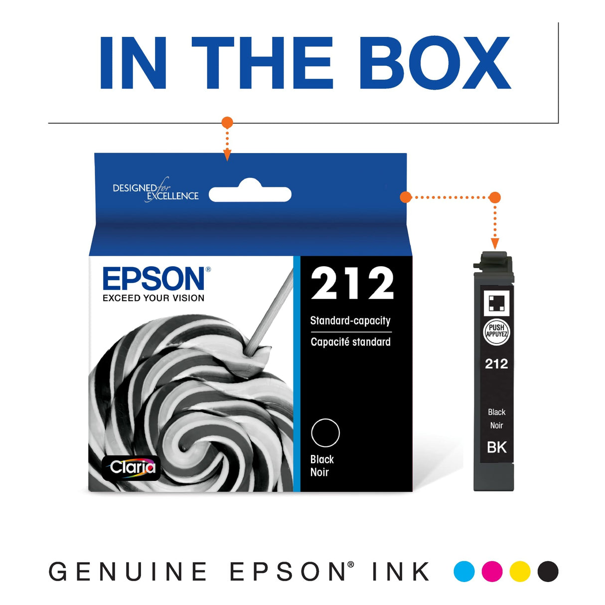EPSON 212 Claria Ink Standard Capacity Black Cartridge (T212120-S) Works with WorkForce WF-2830, WF-2850, Expression XP-4100, XP-4105 Epson