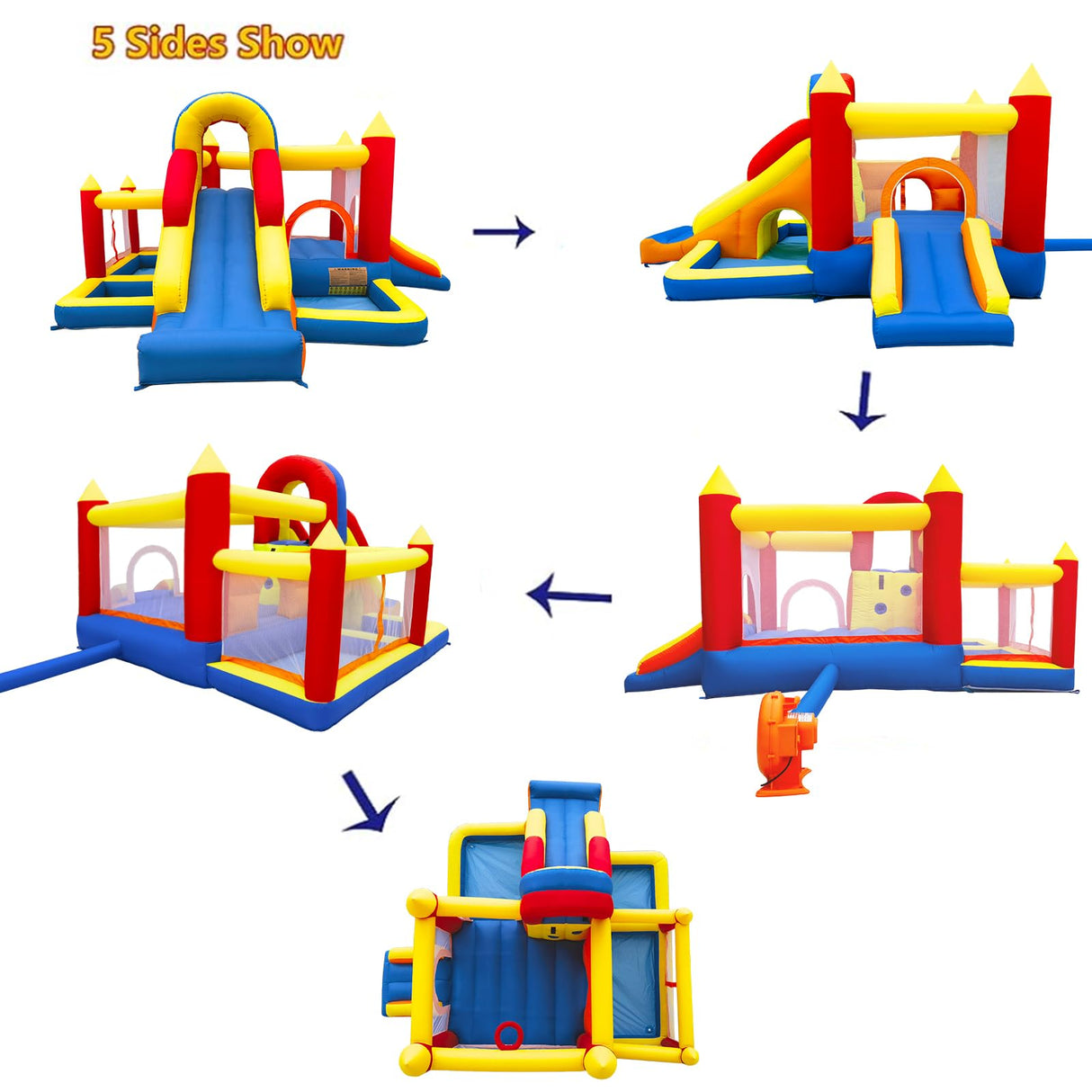 Umbalir Bounce House, Inflatable Bounce House for Kids 3-10, Kids Bounce House with Long Slide, Ball Pit/Pool, Obstacles, Tunnel, Climbing Wall, Bouncy House Indoor & Outdoor Toddler Bouncy Fun Umbalir