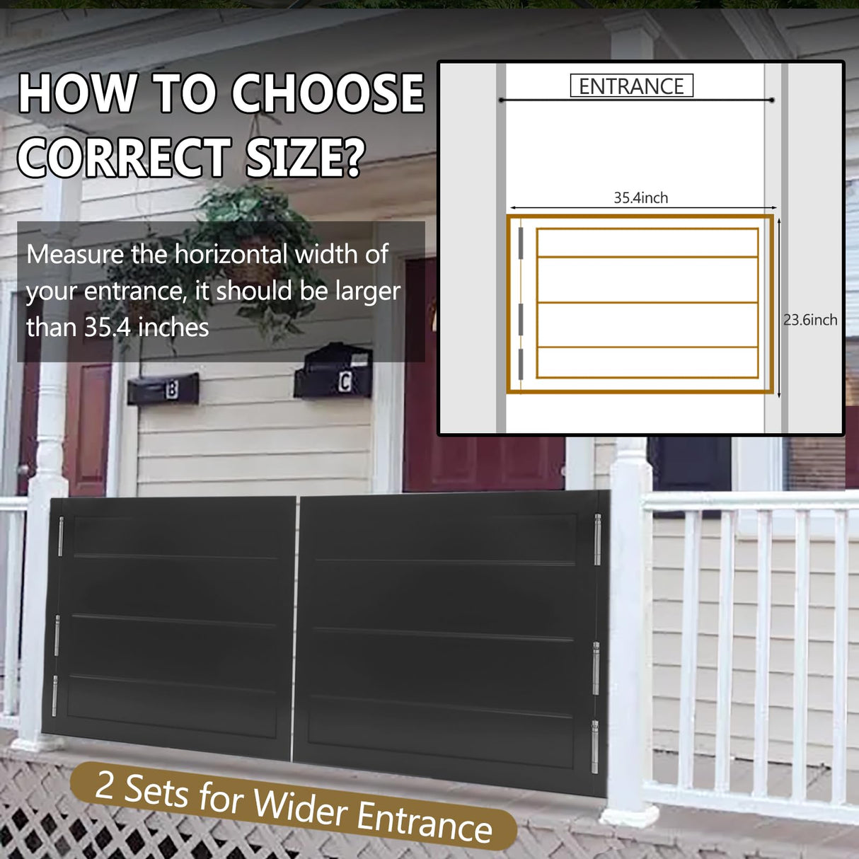 Swinging Door, Solid Wood Swinging Door with 3 Spring Hinges, Interior Dutch Door for Hallway Kitchen Bar Pub Entrance Partition, 35.4x23.6inch / Black DouSeiAi