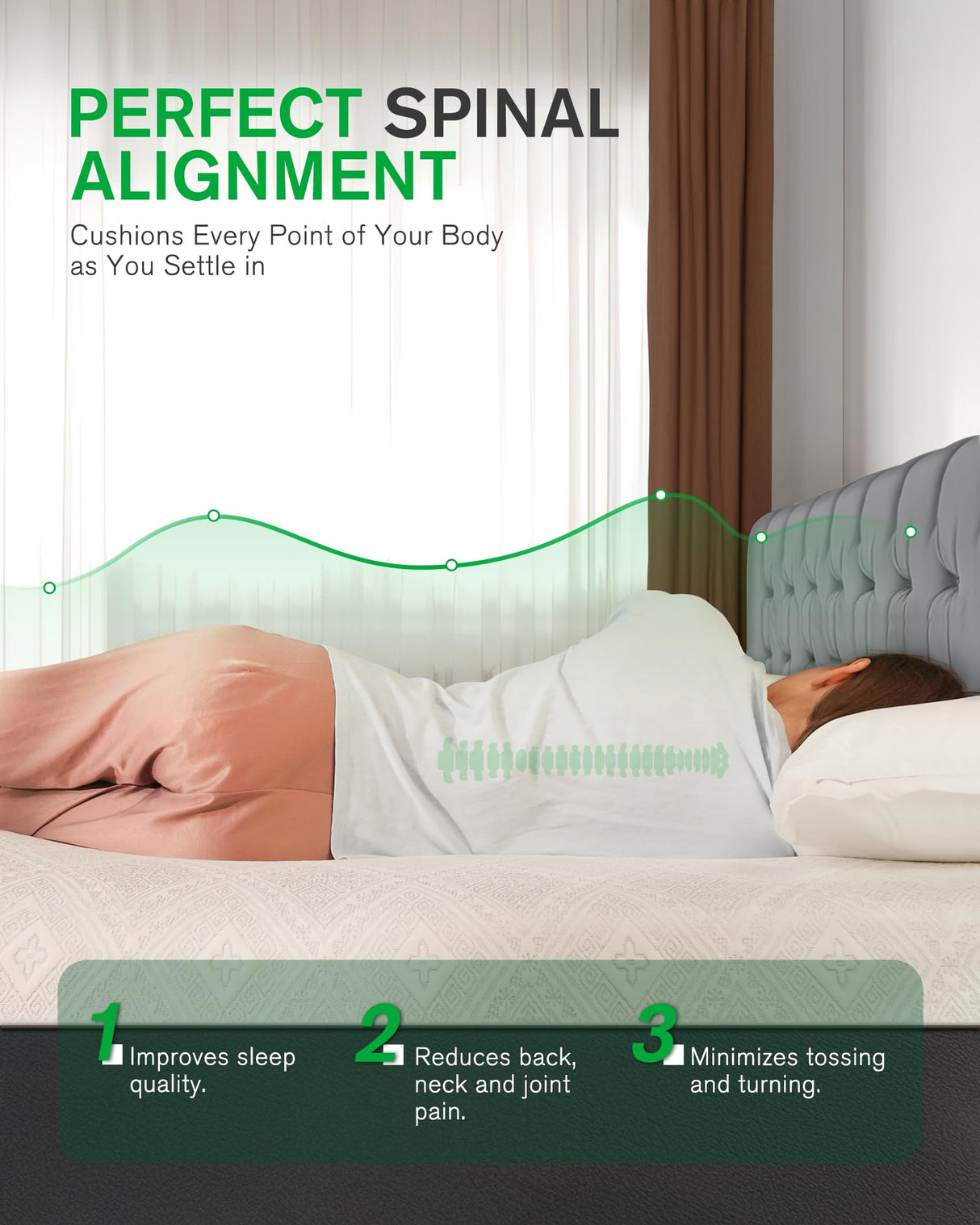 Life Balance 8 Inch Queen Size Mattress, Cooling Gel Memory Foam Mattress in a Box, Made in USA Queen Mattresses, Motion Isolation, Pressure Relief, Medium Firm, CertiPUR-US Certified, CY-8-Q Life Balance